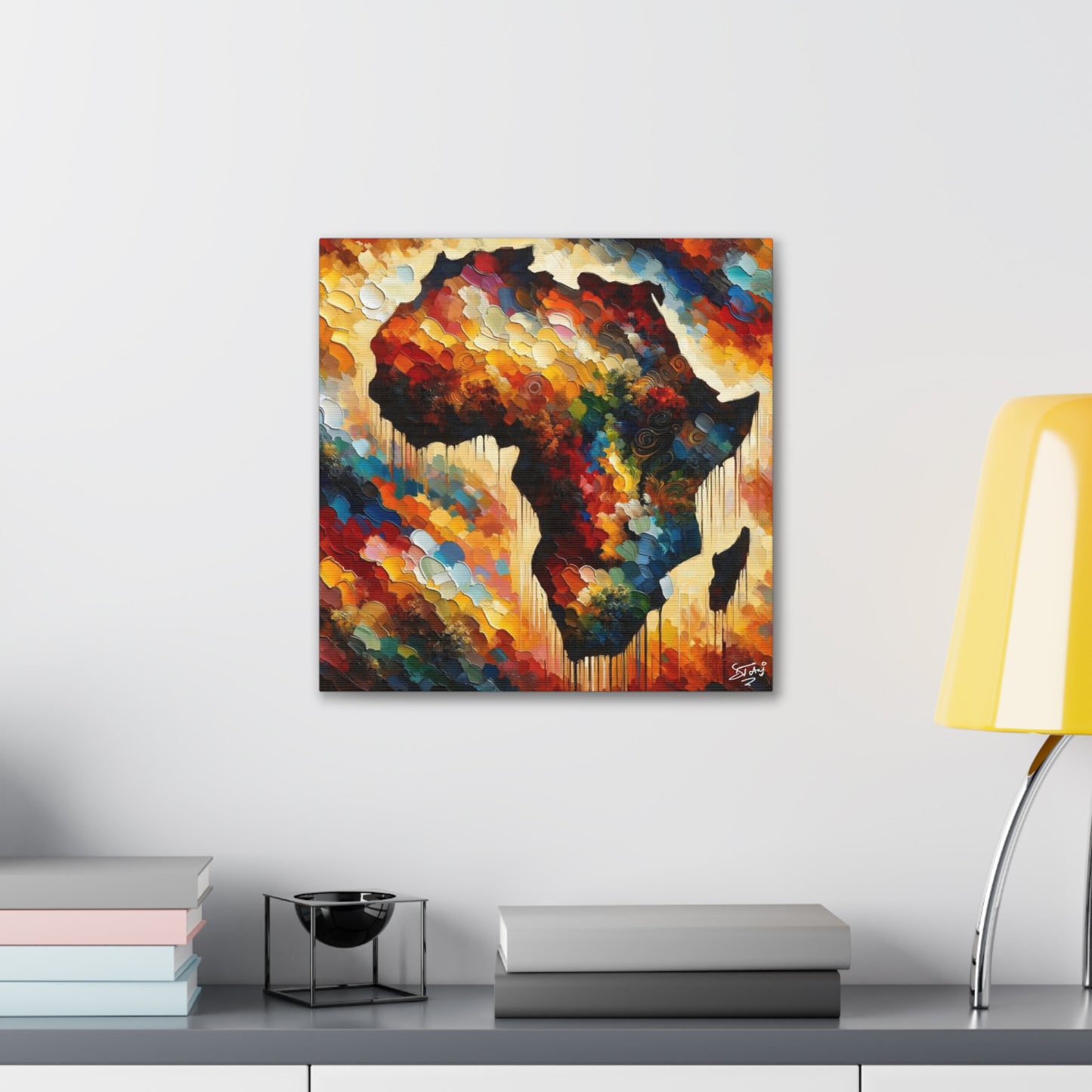 Art Print, "Africa" Oil Finish, West Indian Ethnicity, Cultural, Heritage, Abstract, Canvas Gallery Wrap