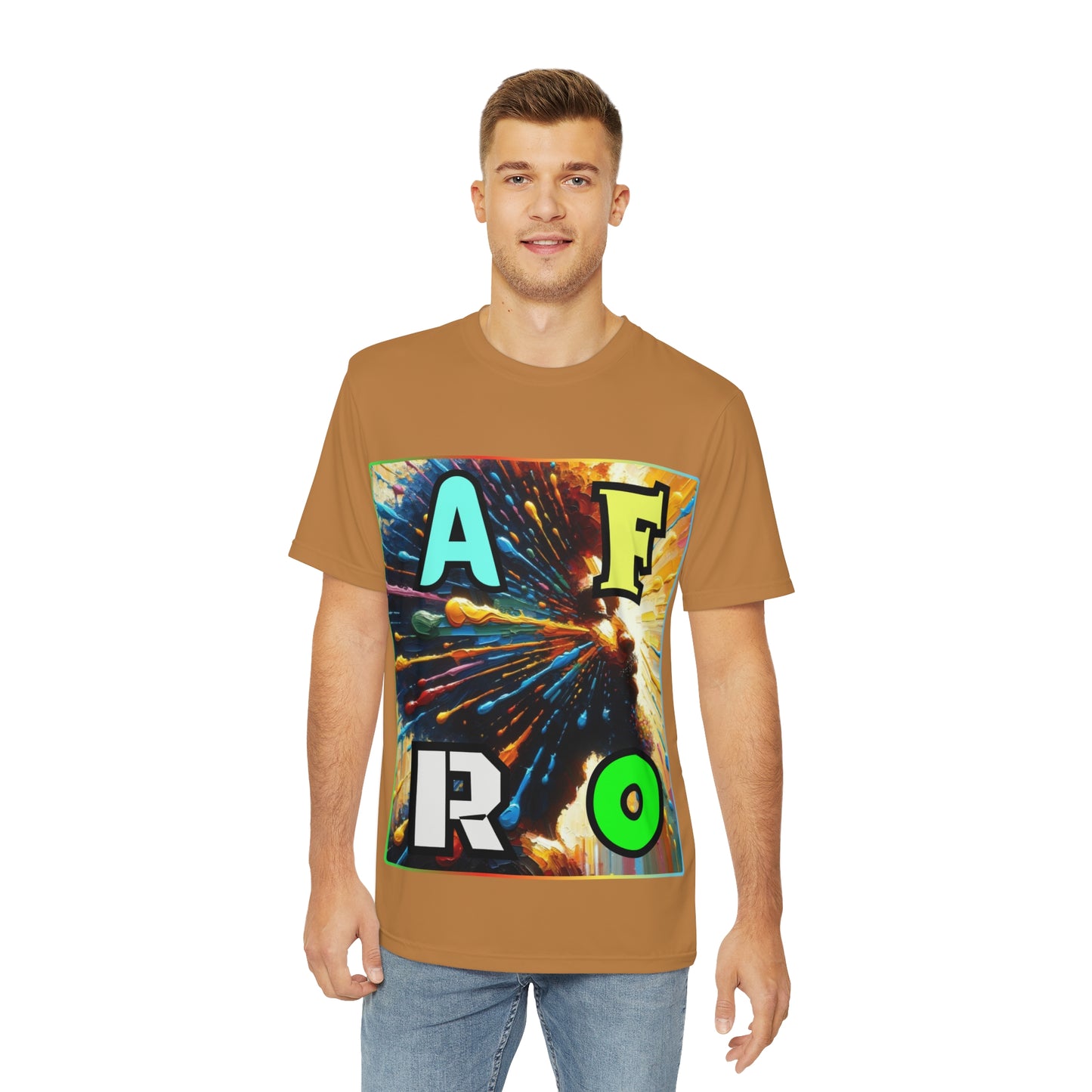 Men's Brushed Polyester Short Sleeve Tee (AOP), "AFRO"