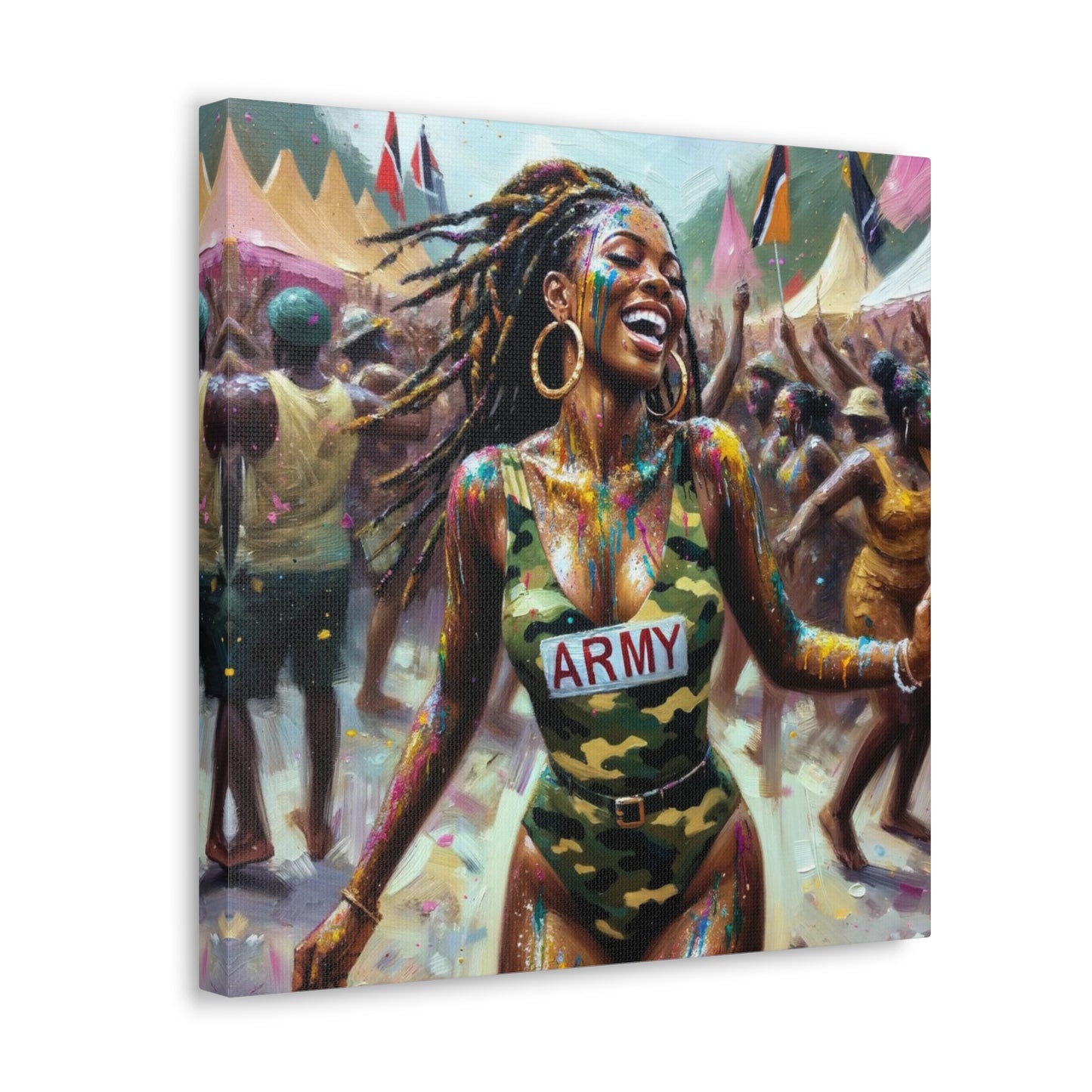 Art Print of Jouvert Morning#2, Afro-Caribbean Woman, Oil Finish, West Indian Ethnicity, Cultural, Heritage, Canvas Gallery Wraps