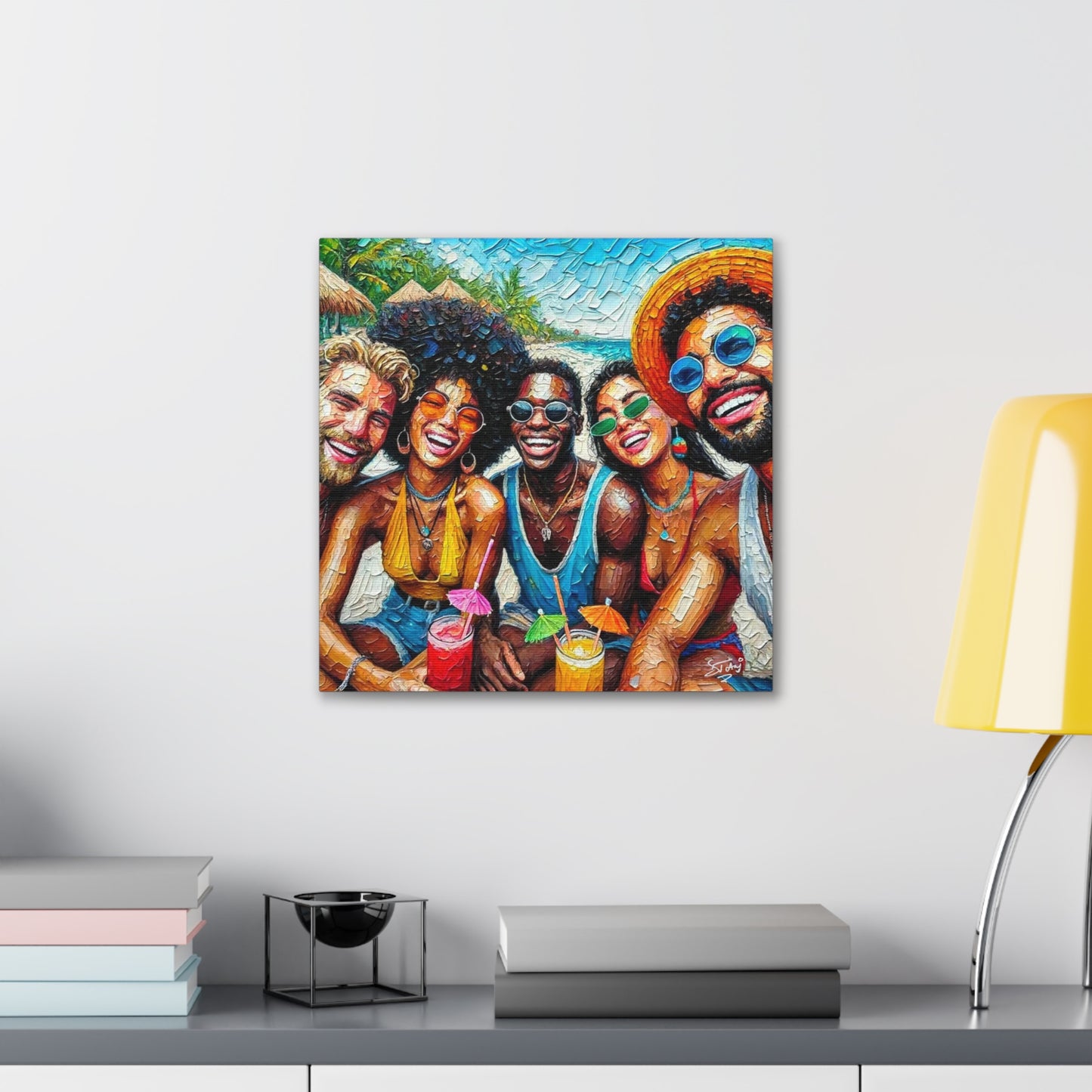 Art Print, Caribbean People, "Melting Pot" Oil Finish, West Indian Ethnicity, Cultural, Heritage, Abstract, Canvas Gallery Wrap