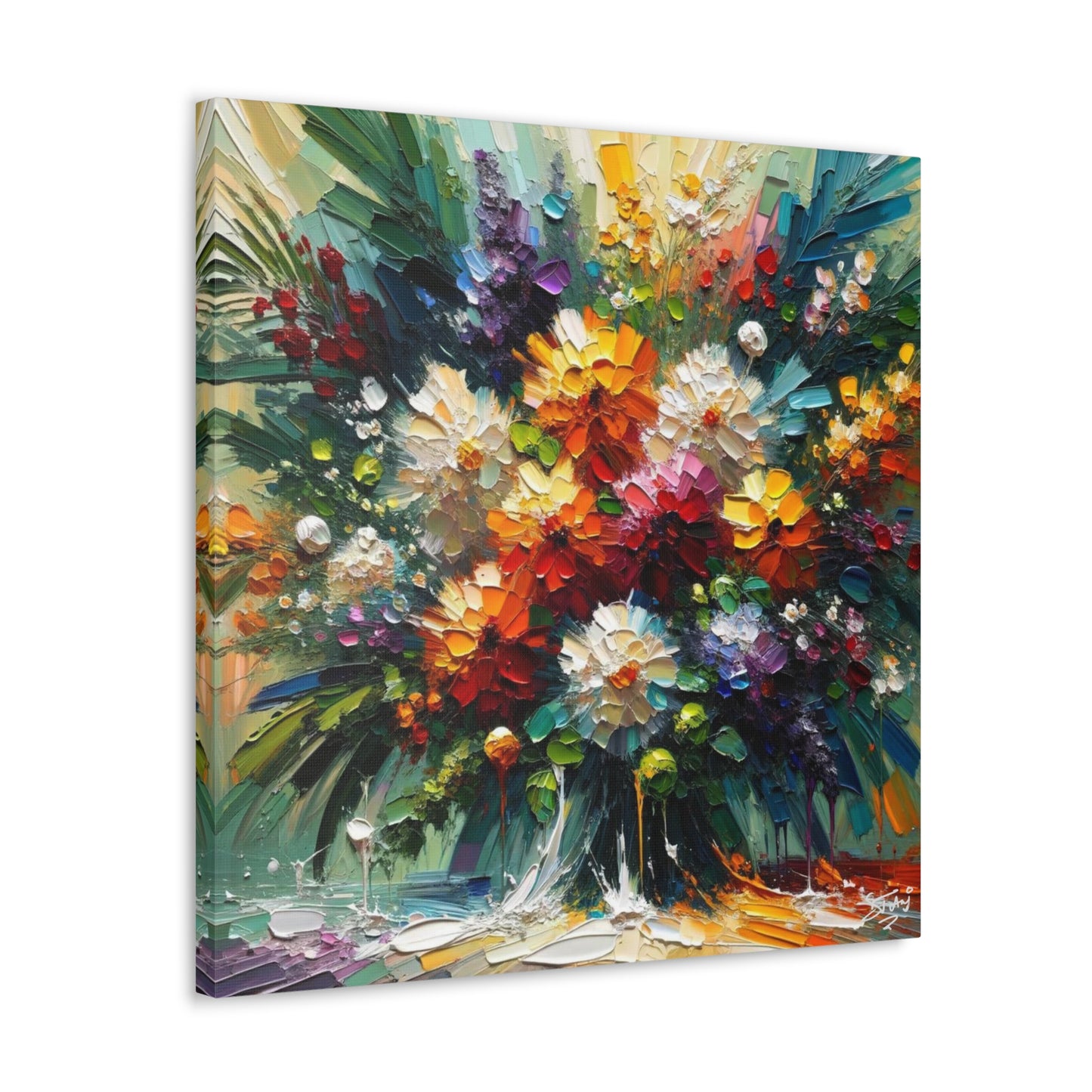 Art Print, Caribbean Flowers, Oil Finish, Caribbean Nature, Cultural, Heritage, Semi-Abstract, Canvas Gallery Wrap