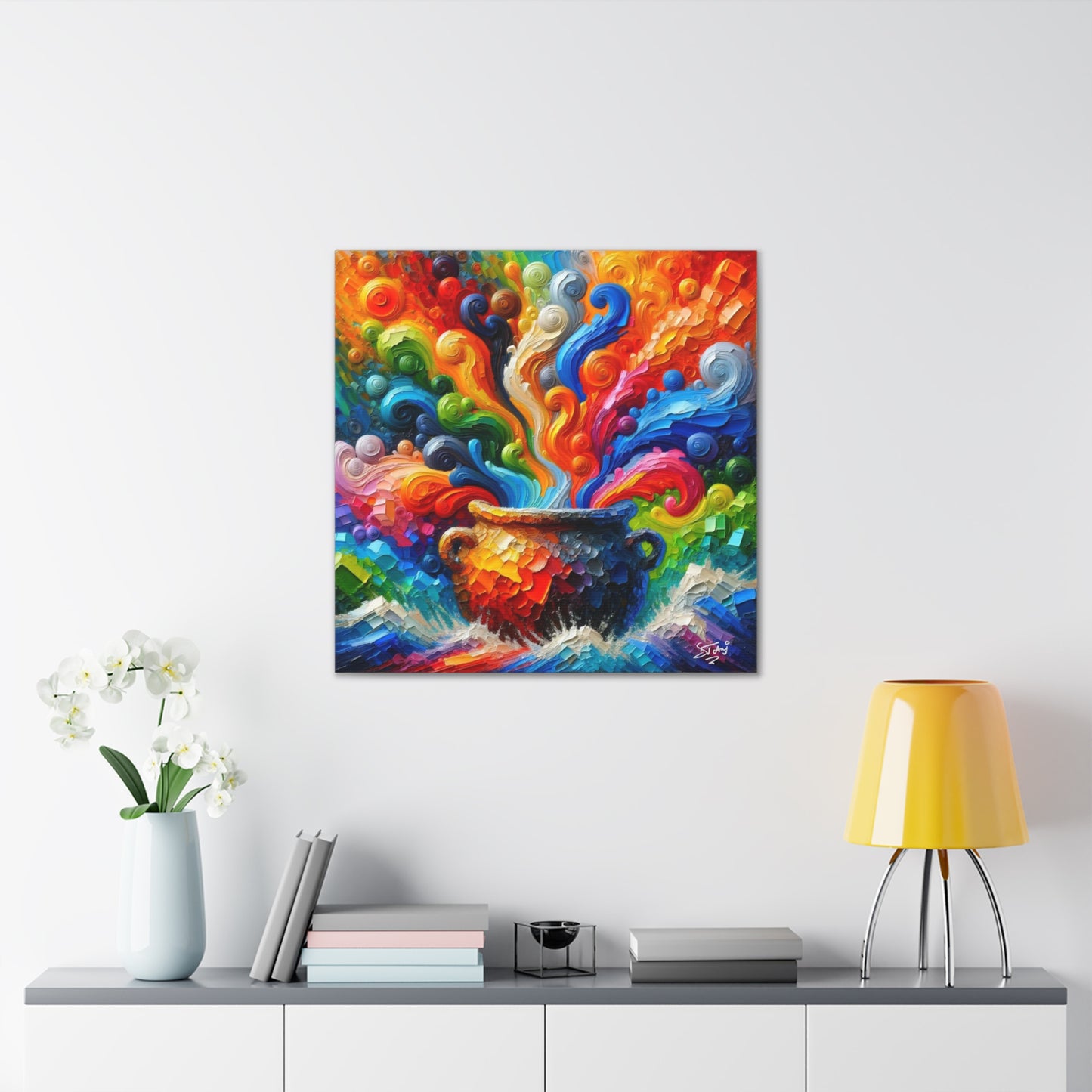 Art Print, Caribbean Melting Pot, Abstract, Oil Finish, Unity, One Love, Semi-Abstract, Canvas Gallery Wrap