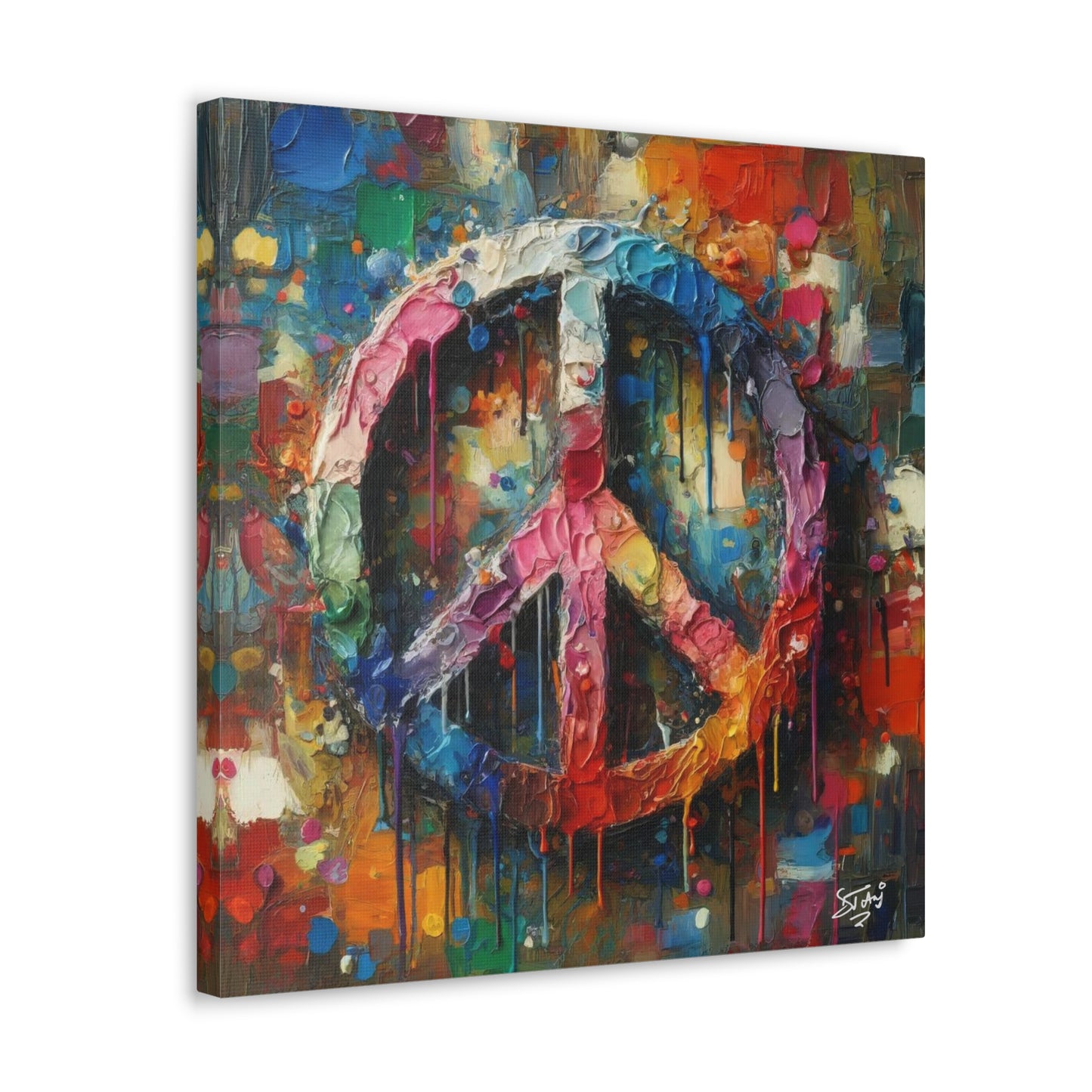 Art Print, "Peace" Oil Finish, Abstract, One Love, West Indian Ethnicity, Cultural, Heritage, Semi-Abstract, Canvas Gallery Wrap