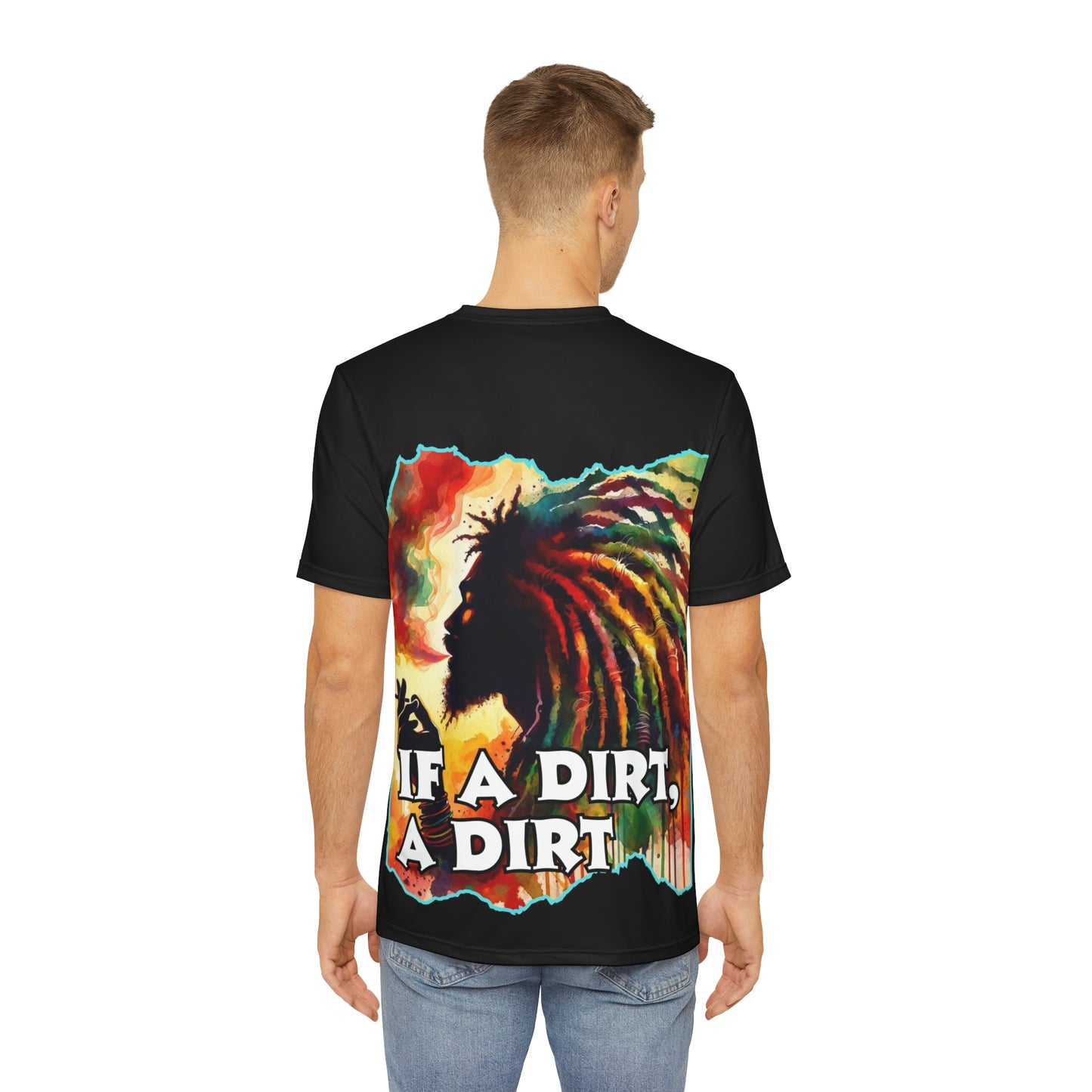 Men's Brushed Polyester Short Sleeve Tee (AOP), "If A Dirt A Dirt"