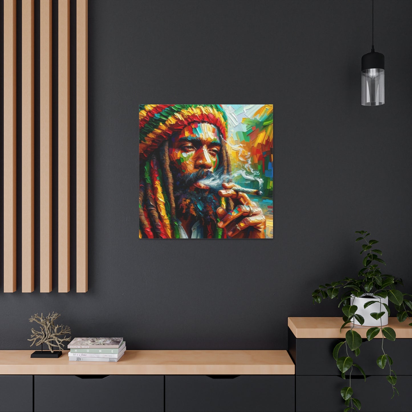 Art Print of Rastaman#3, Oil Finish, West Indian Ethnicity, Cultural, Heritage, Afro-Caribbean Man, Semi-Abstract, Canvas Gallery Wrap