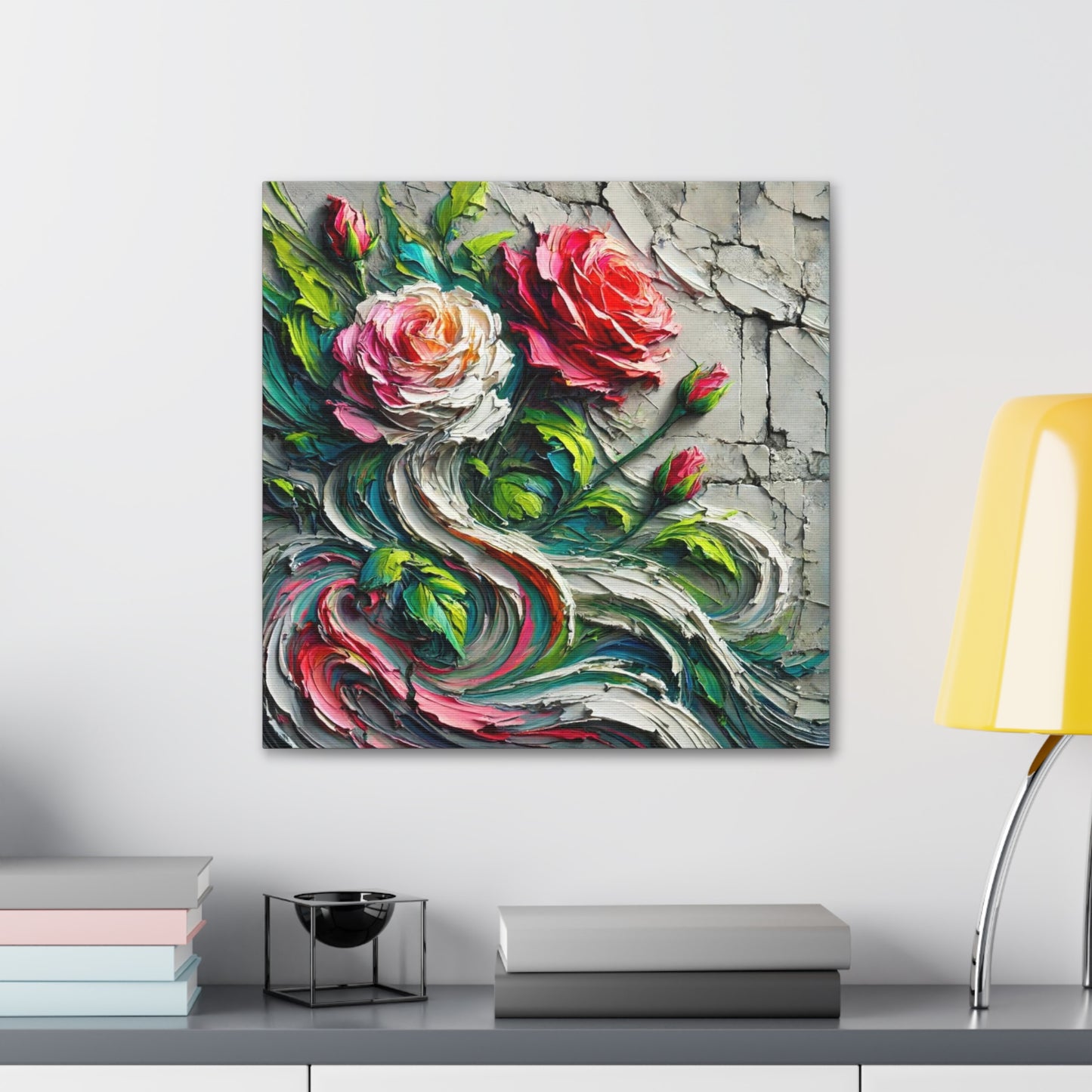 Art Print, "A Rose is a Still a Rose," Abstract Oil Finish, West Indian Art, Canvas Gallery Wraps