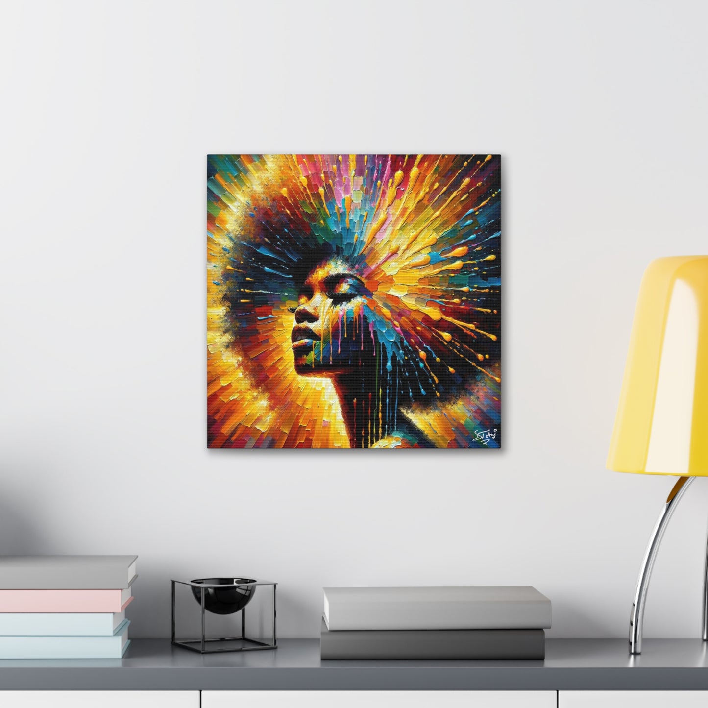 Art Print, Afro-Caribbean Woman, Oil Finish, West Indian Ethnicity, Cultural, Heritage, Semi-Abstract, Canvas Gallery Wrap