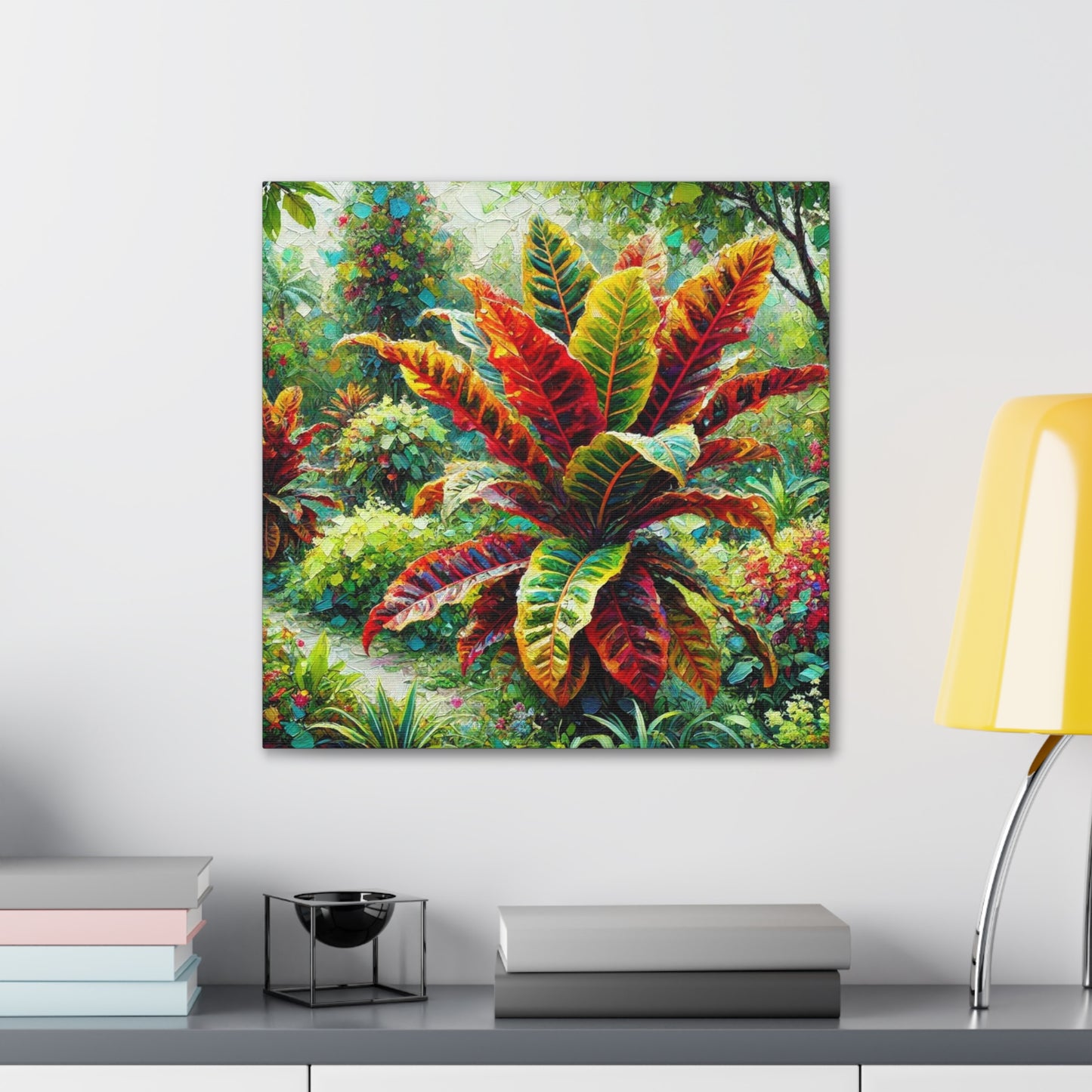 Art Print, Crotons, Oil Finish, West Indian Art, Canvas Gallery Wraps