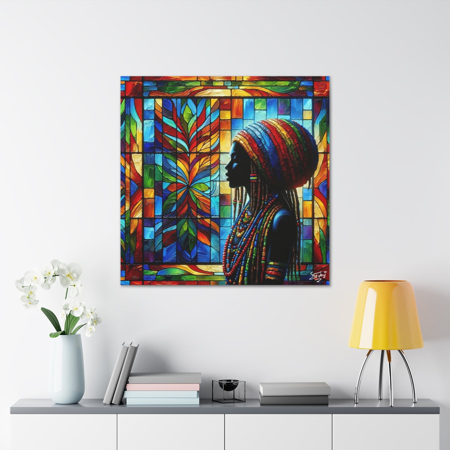 Art Print, Afro-Caribbean Woman, Oil Finish, West Indian Ethnicity, Cultural, Heritage, Semi-Abstract, Canvas Gallery Wrap