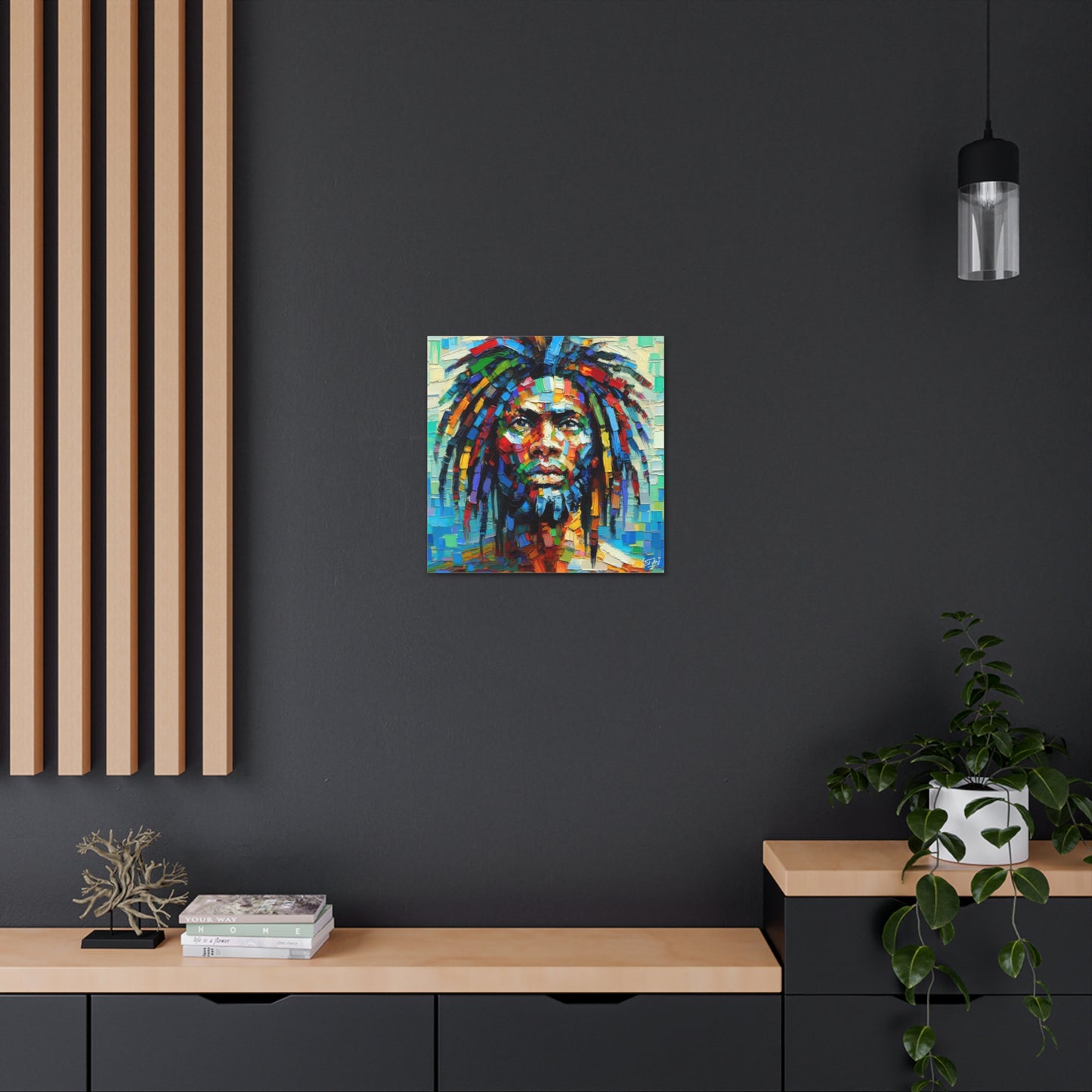 Art Print, "African Man" Oil Finish, West Indian Ethnicity, Cultural, Heritage, Abstract, Canvas Gallery Wrap