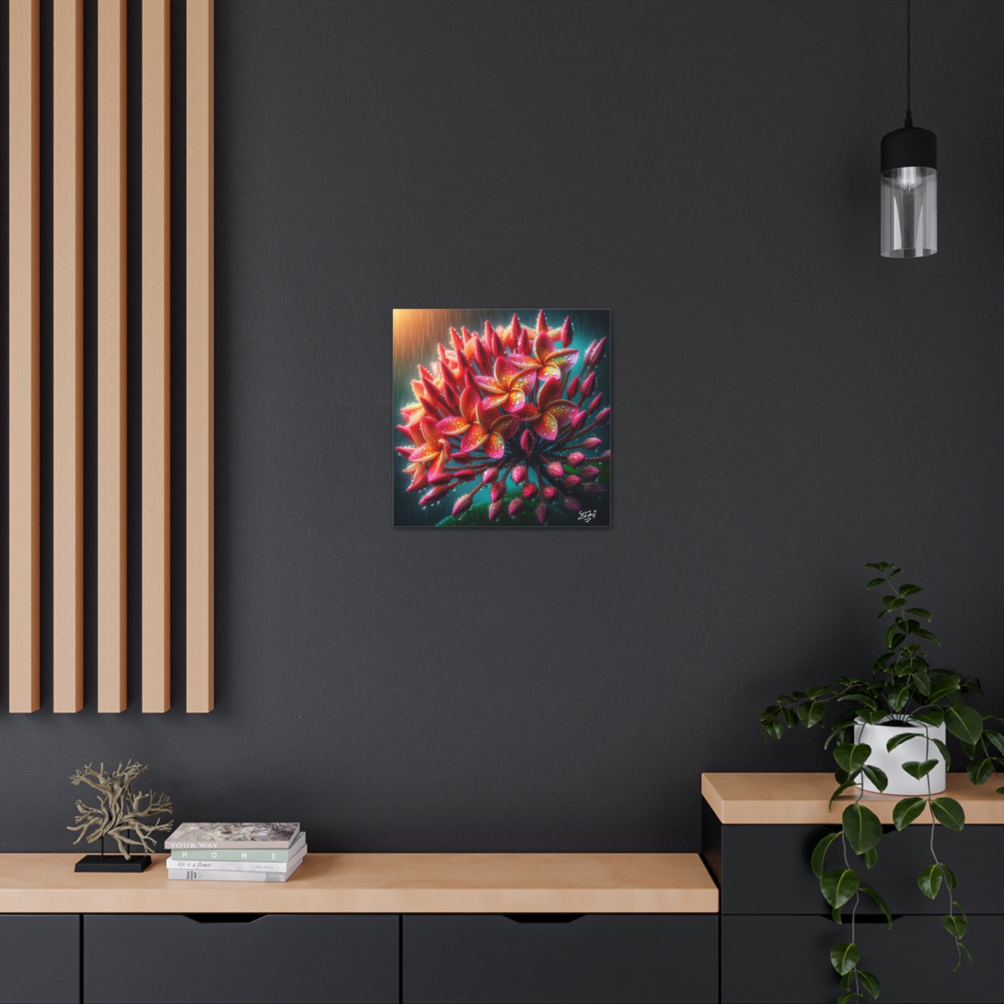 Print #2 of Ixora Flower in The Rain, Caribbean, Vibrant and Vivid Colors of Ixora flowers, Trinidad and Tobago, Canvas Gallery Wraps