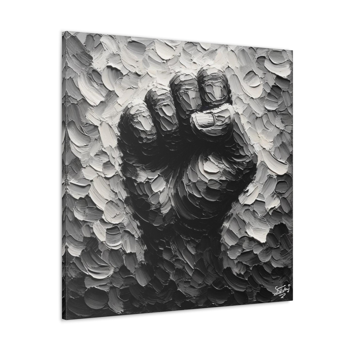 Art Print, Black Hand, Black Power, Oil Finish, Unity, One Love, Semi-Abstract, Canvas Gallery Wrap