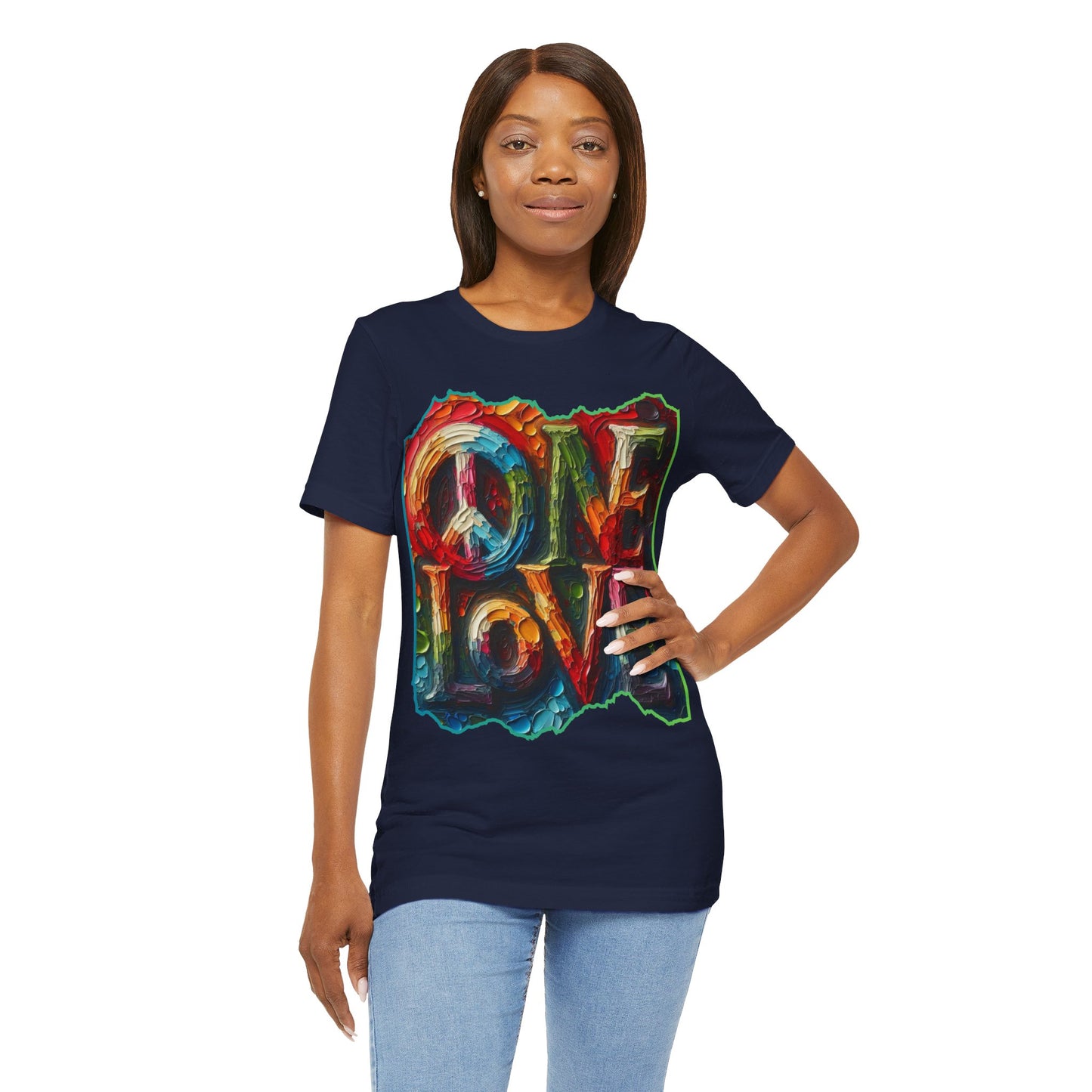 Unisex Jersey Short Sleeve Tee, "One Love" Imposter Syndrome, Mental Wellness, Stress Relief, Self-Awareness, Unity, Inclusion, Anti-Racism, One Love, Inclusion, DEI, Diversity