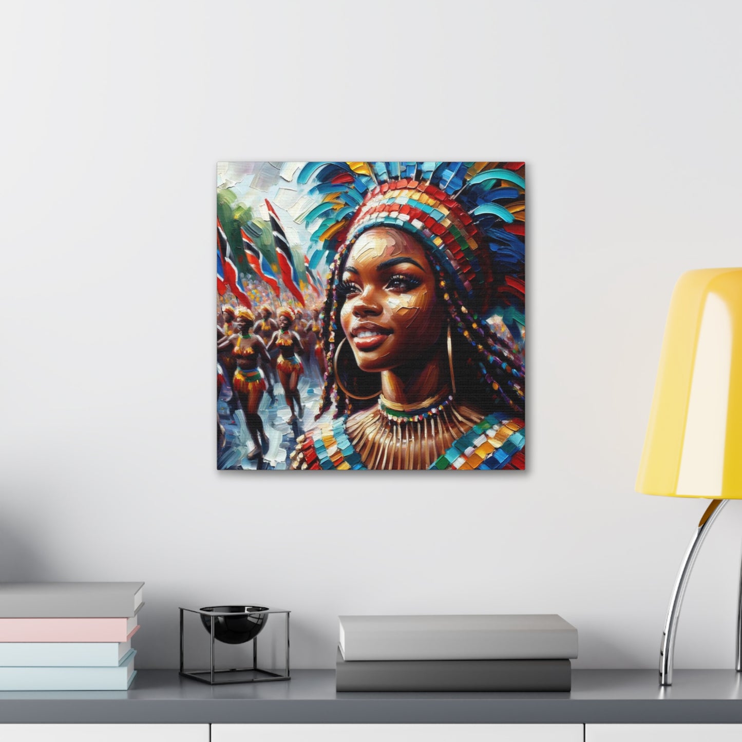 Art Print#3 of Trini Masquerader, Carnival, Oil Finish, West Indian Ethnicity, Cultural, Heritage, Art, Black Woman, Canvas Gallery Wraps