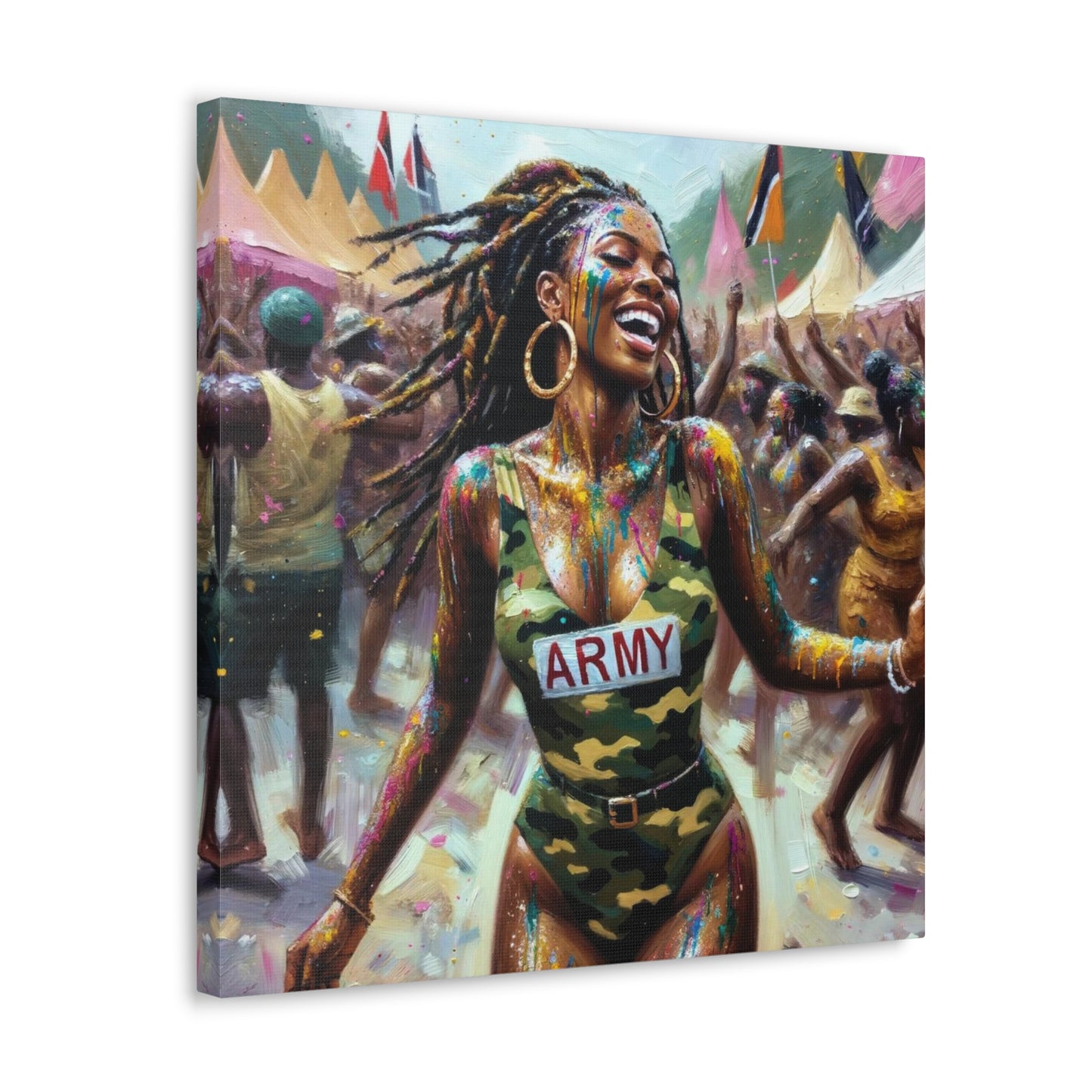 Art Print of Jouvert Morning#2, Afro-Caribbean Woman, Oil Finish, West Indian Ethnicity, Cultural, Heritage, Canvas Gallery Wraps