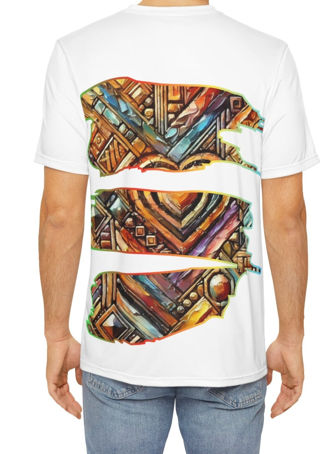 Men's Brushed Polyester Short Sleeve Tee (AOP), "Abstract African Print"