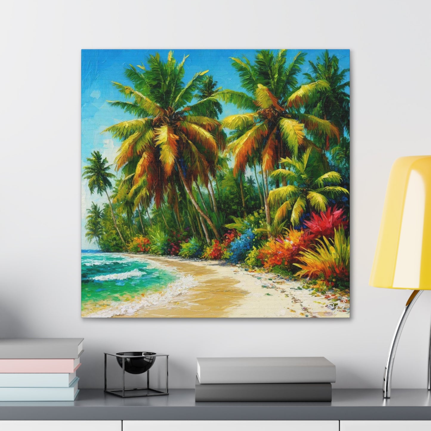 Art Print of Caribbean Beach Scene, Oil Painting, West Indian Art, Canvas Gallery Wraps