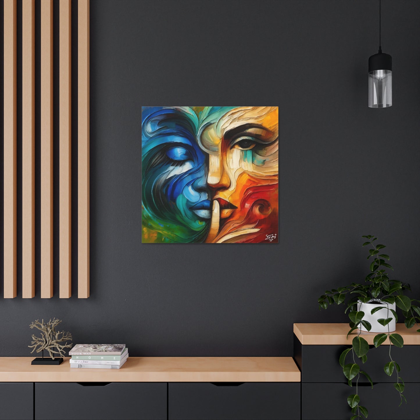 Art Print, Afro-Caribbean Masks, "Shhhh" Oil Finish, Carnival,  West Indian Ethnicity, Cultural, Heritage, Semi-Abstract, Canvas Gallery Wrap