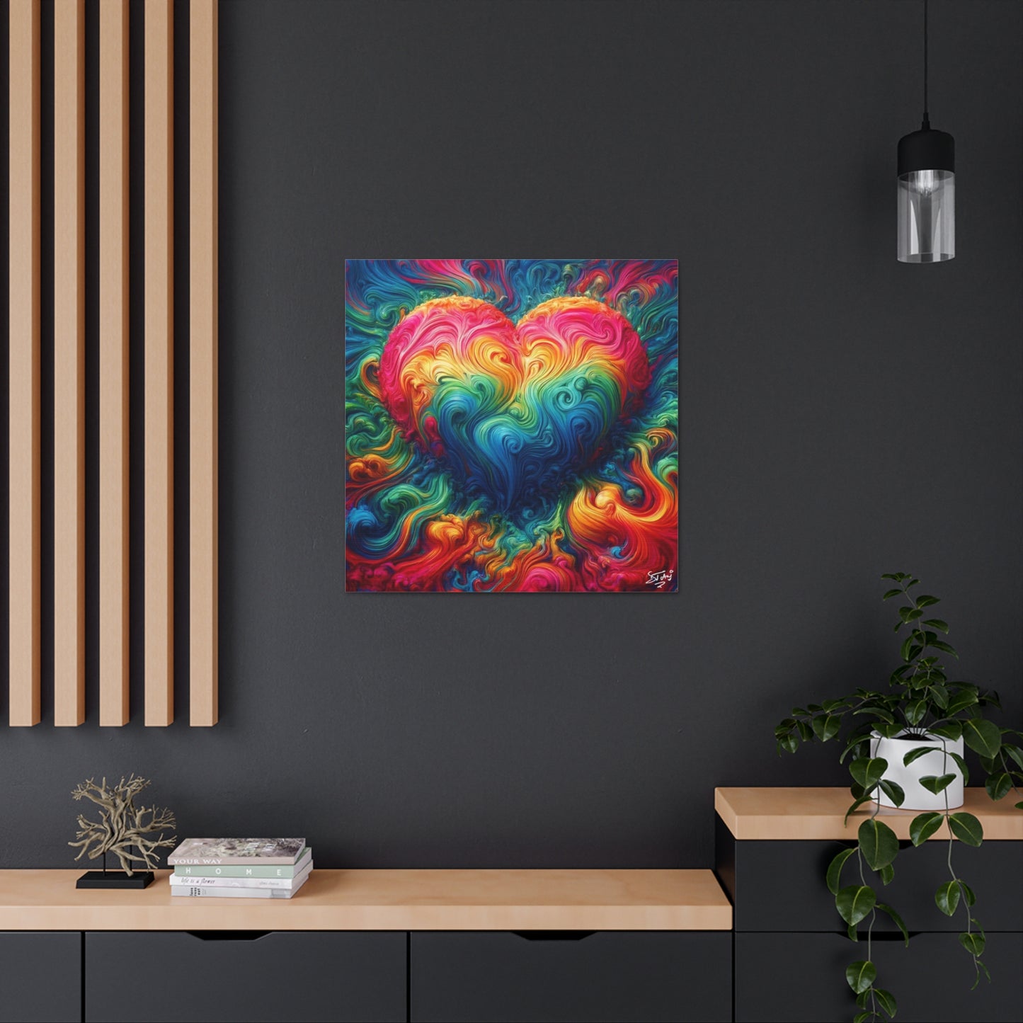 Art Print, "Love," Oil Finish, Unity, Togetherness, One Love, Semi-Abstract, Canvas Gallery Wrap