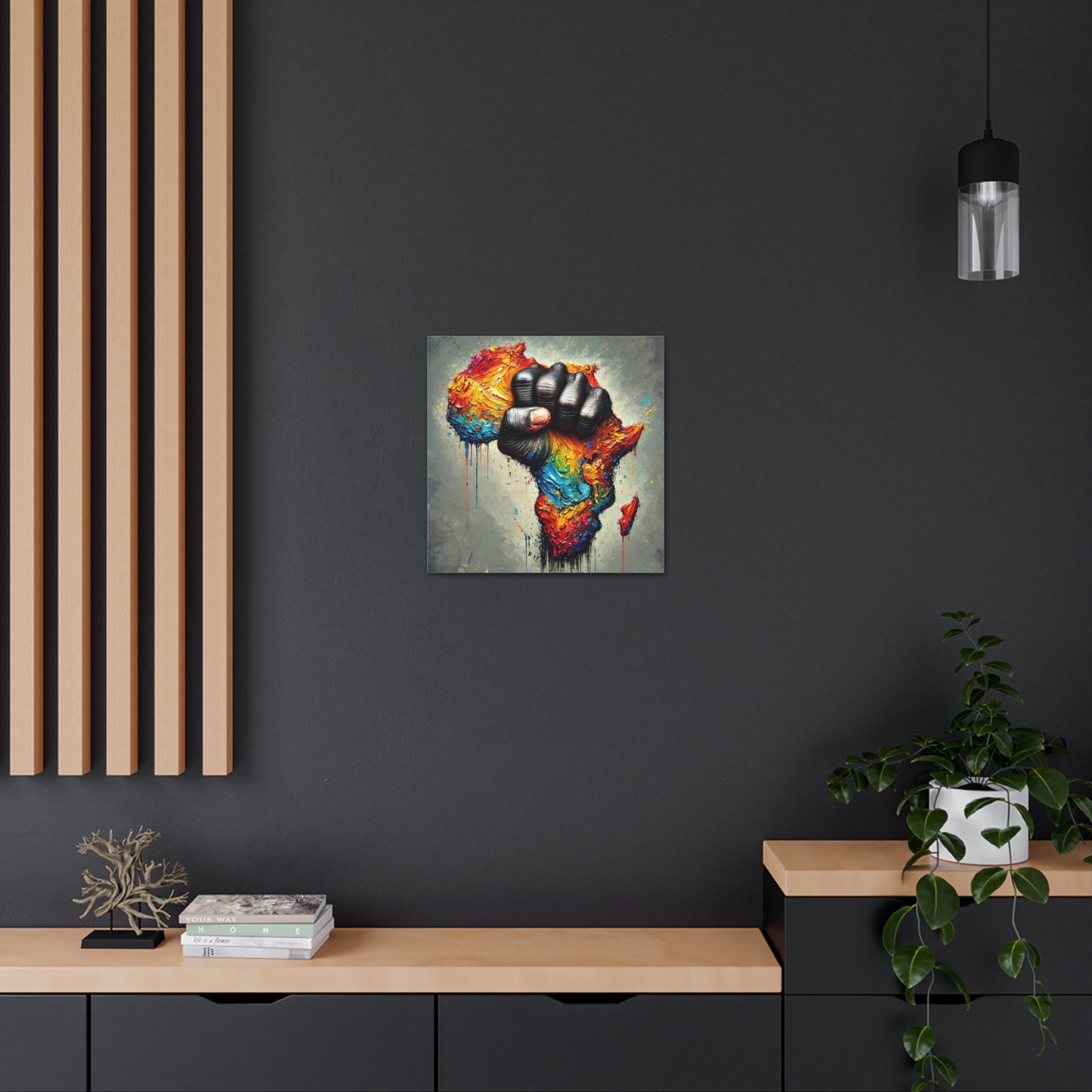 Art Print, "African Unity" Oil Finish, Abstract, One Love, West Indian Ethnicity, Cultural, Heritage, Semi-Abstract, Canvas Gallery Wrap