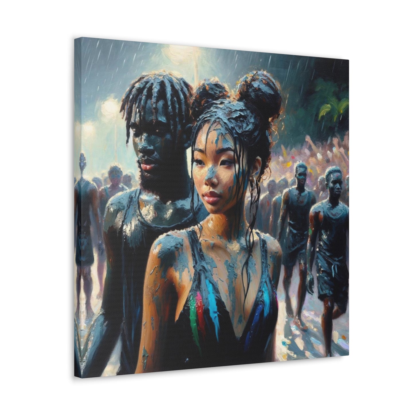 Art Print of Jouvert Morning, Afro-Caribbean Couple#5, Oil Finish, West Indian Ethnicity, Cultural, Heritage, Canvas Gallery Wraps