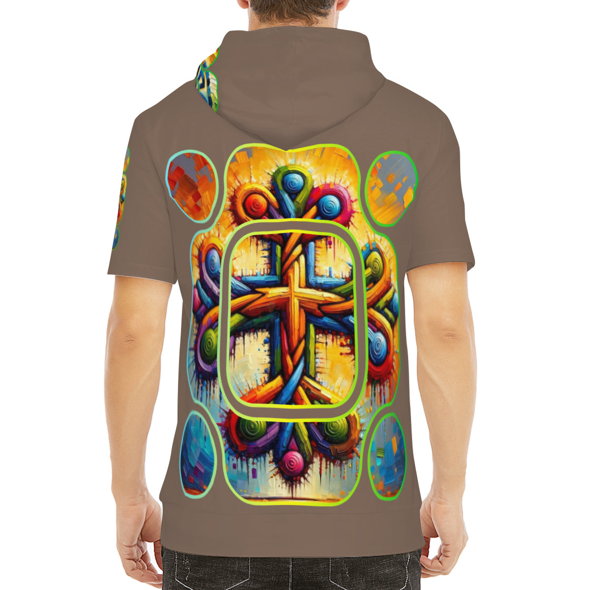 Men’s Cotton Hooded T-Shirt "Unity Abstract Print"