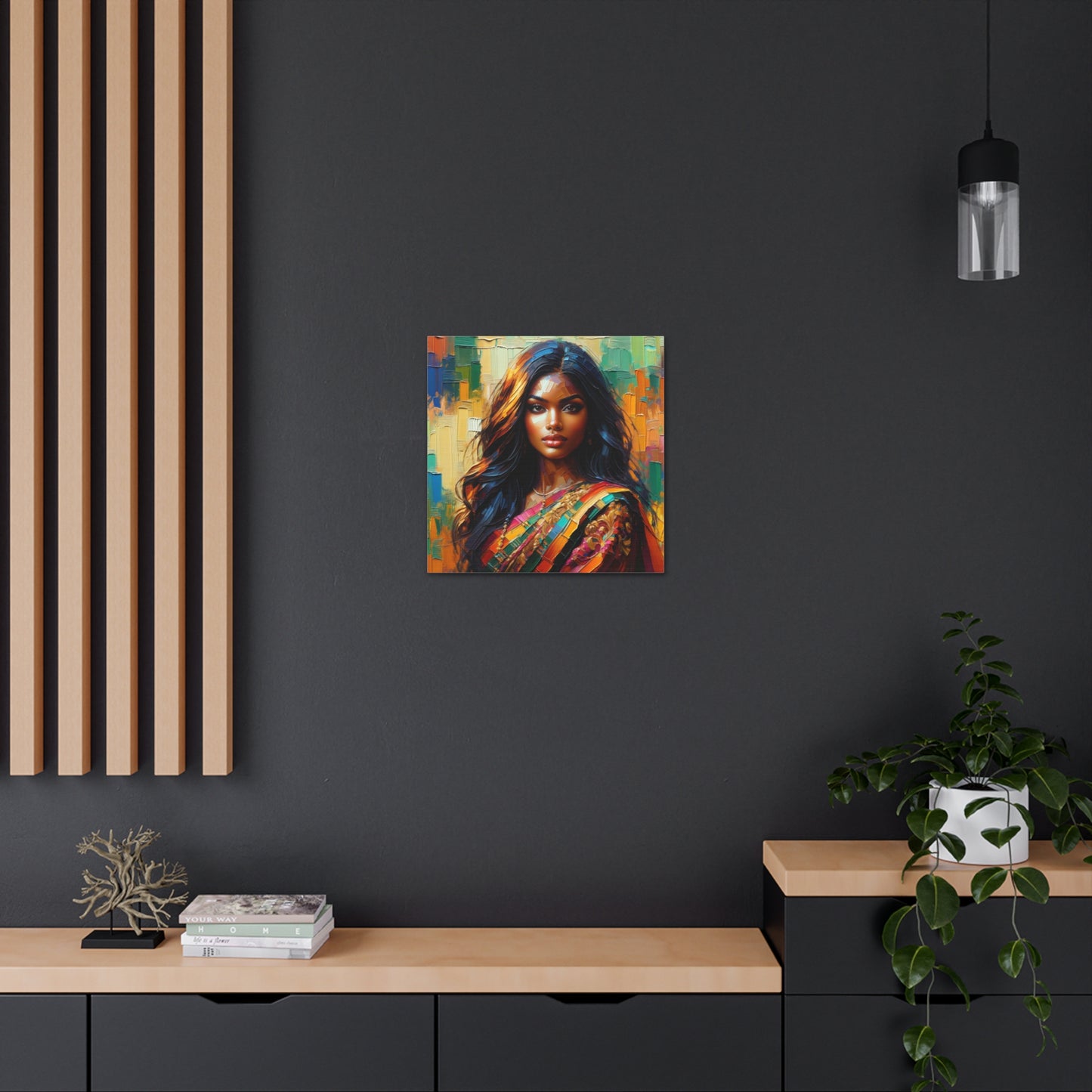 Art Print#2 of Indo-Caribbean Woman, Oil Finish, West Indian Ethnicity, Cultural, Heritage, Art, Black Woman, Canvas Gallery Wraps