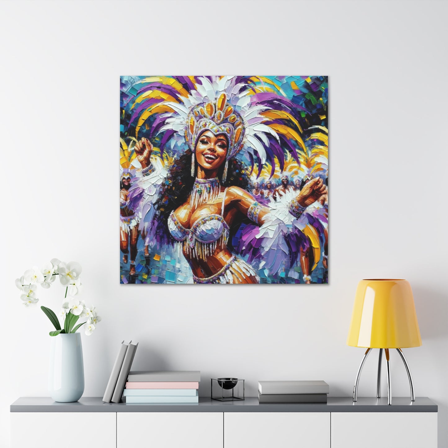 Art Print#9 of Trini Masquerader, Carnival, Oil Finish, West Indian Ethnicity, Cultural, Heritage, Art, Black Woman, Canvas Gallery Wraps