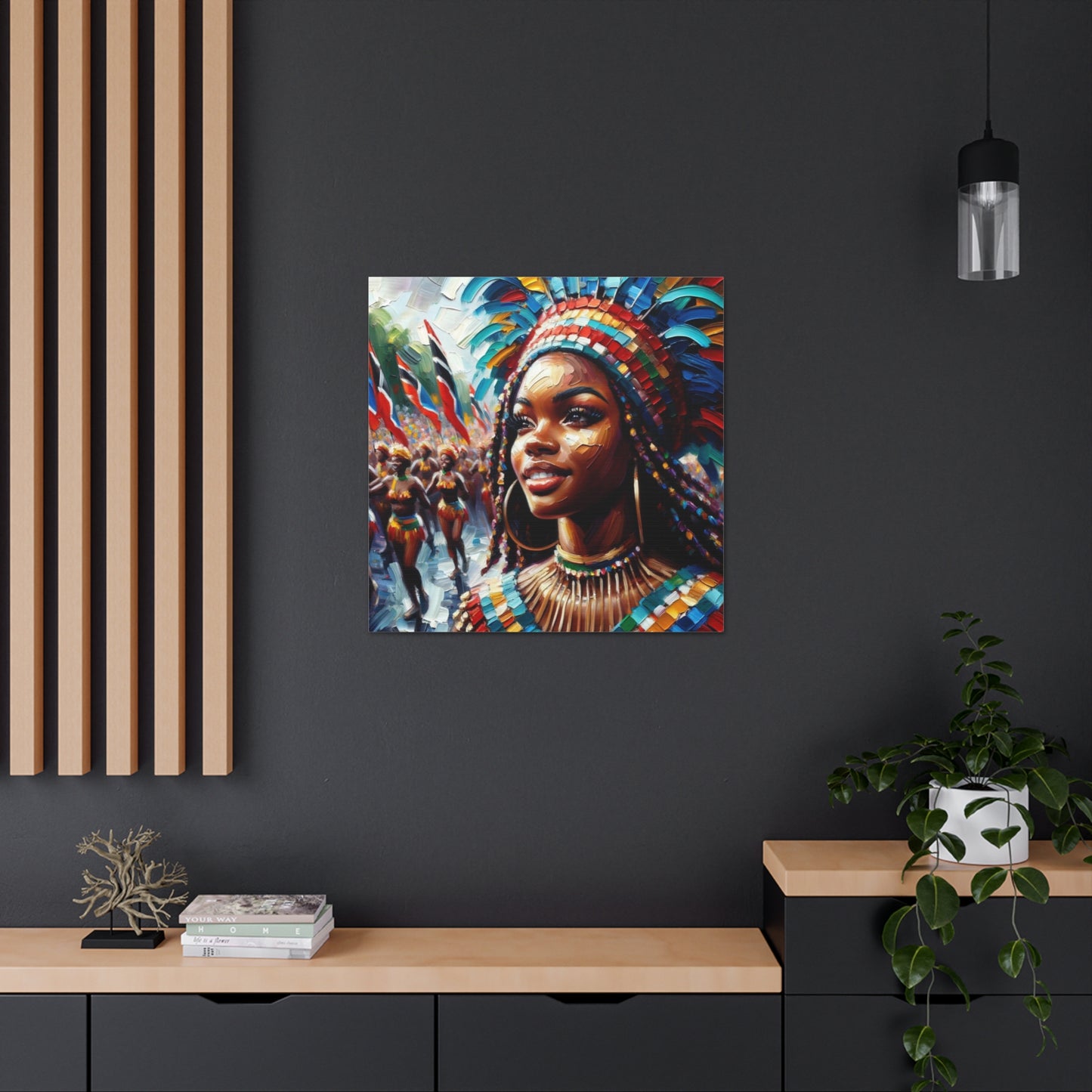 Art Print#3 of Trini Masquerader, Carnival, Oil Finish, West Indian Ethnicity, Cultural, Heritage, Art, Black Woman, Canvas Gallery Wraps