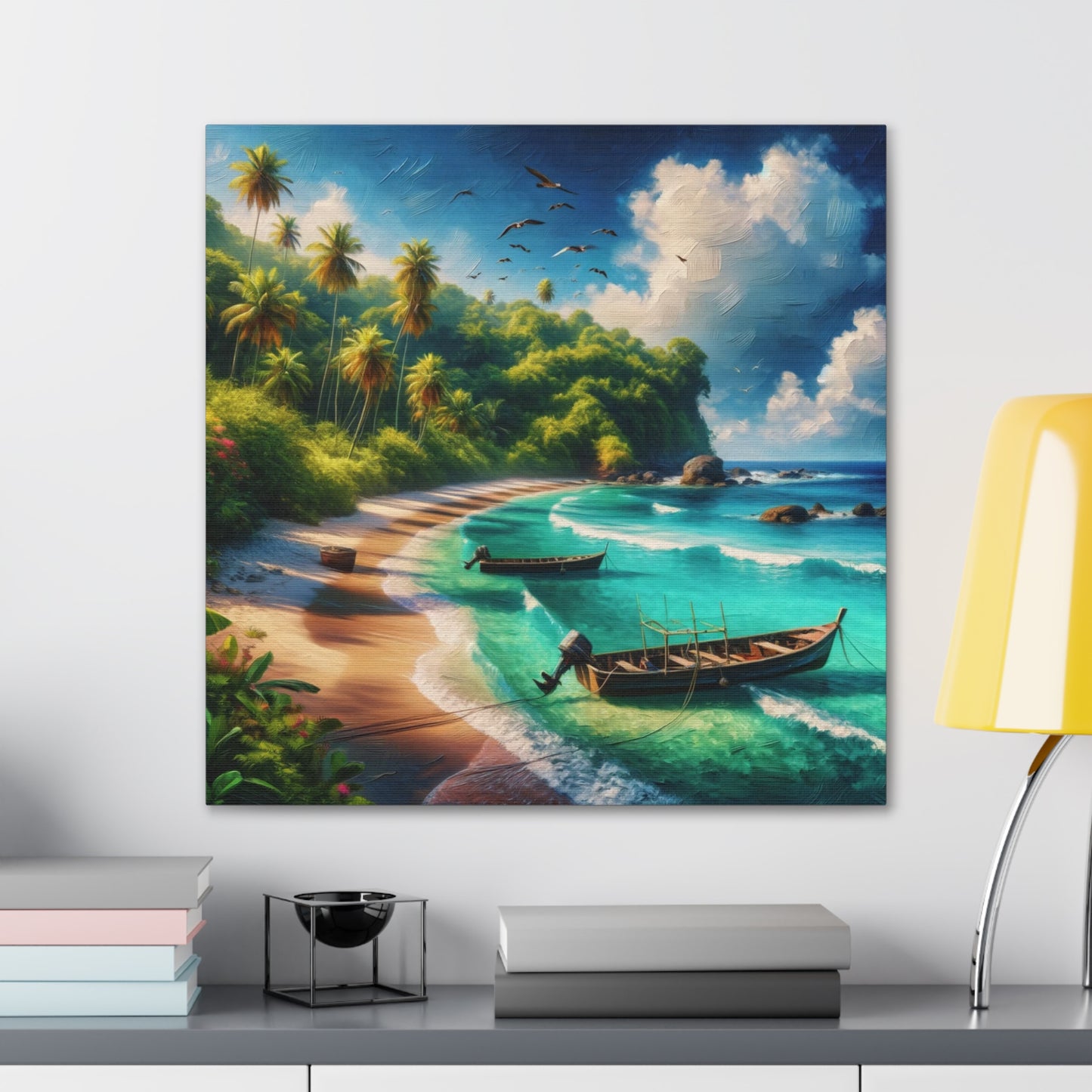 Art Print#3 of Caribbean Beach Scene, Swallows Beach, Tobago, West Indian Art, Canvas Gallery Wraps