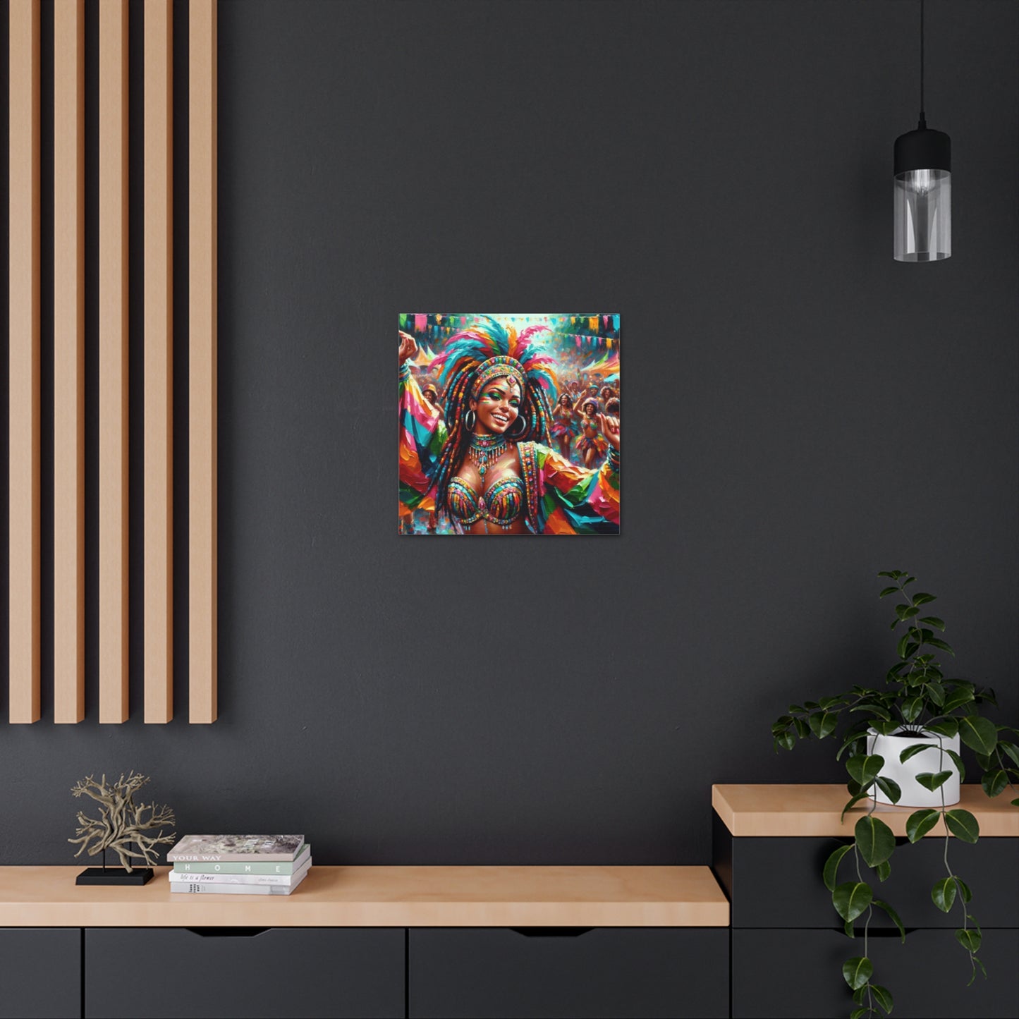 Art Print of Trini Masquerader, Carnival, Oil Finish, West Indian Ethnicity, Cultural, Heritage, Art, Black Woman, Canvas Gallery Wraps