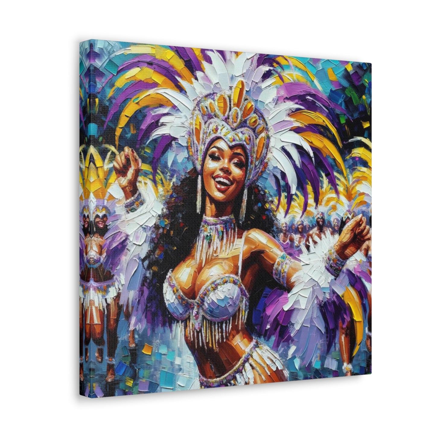 Art Print#9 of Trini Masquerader, Carnival, Oil Finish, West Indian Ethnicity, Cultural, Heritage, Art, Black Woman, Canvas Gallery Wraps