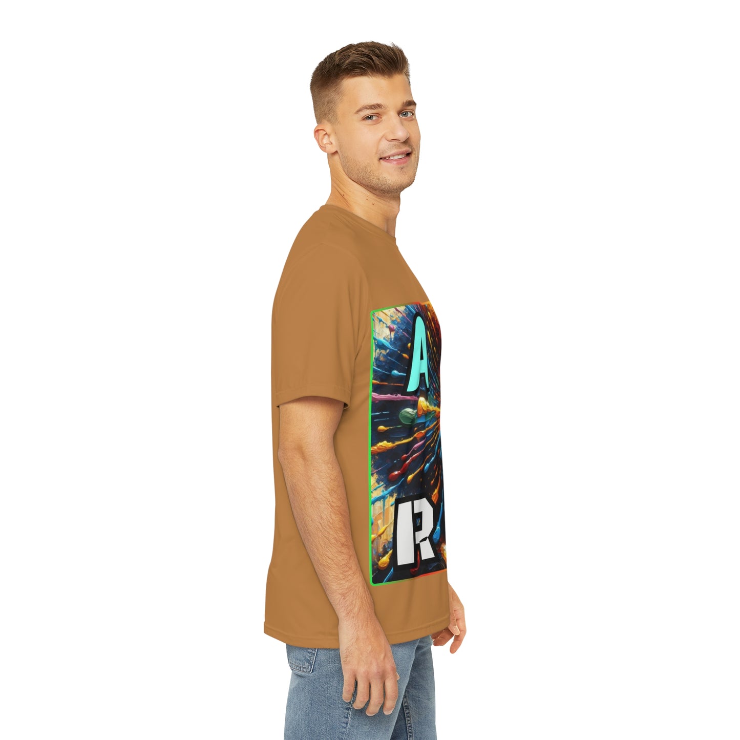 Men's Brushed Polyester Short Sleeve Tee (AOP), "AFRO"