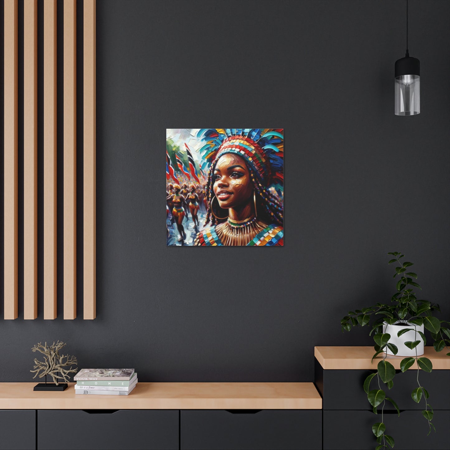 Art Print#3 of Trini Masquerader, Carnival, Oil Finish, West Indian Ethnicity, Cultural, Heritage, Art, Black Woman, Canvas Gallery Wraps