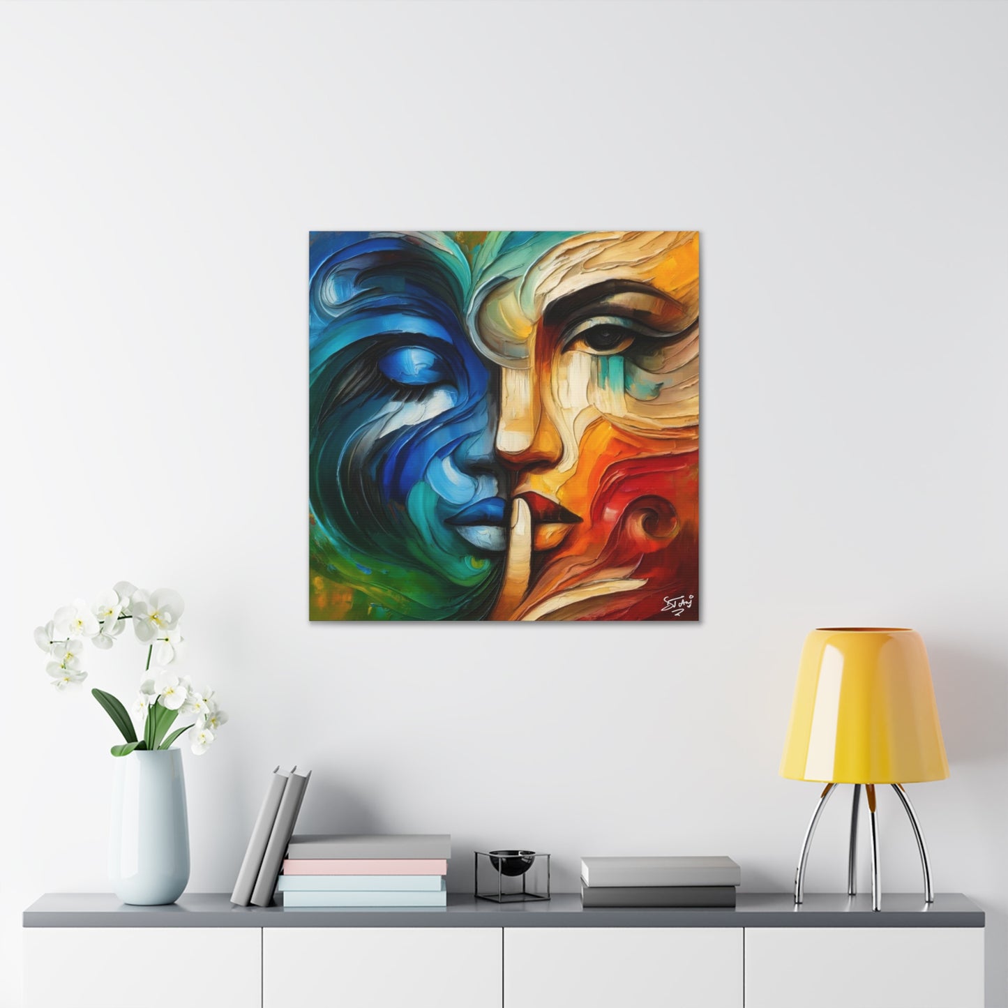 Art Print, Afro-Caribbean Masks, "Shhhh" Oil Finish, Carnival,  West Indian Ethnicity, Cultural, Heritage, Semi-Abstract, Canvas Gallery Wrap