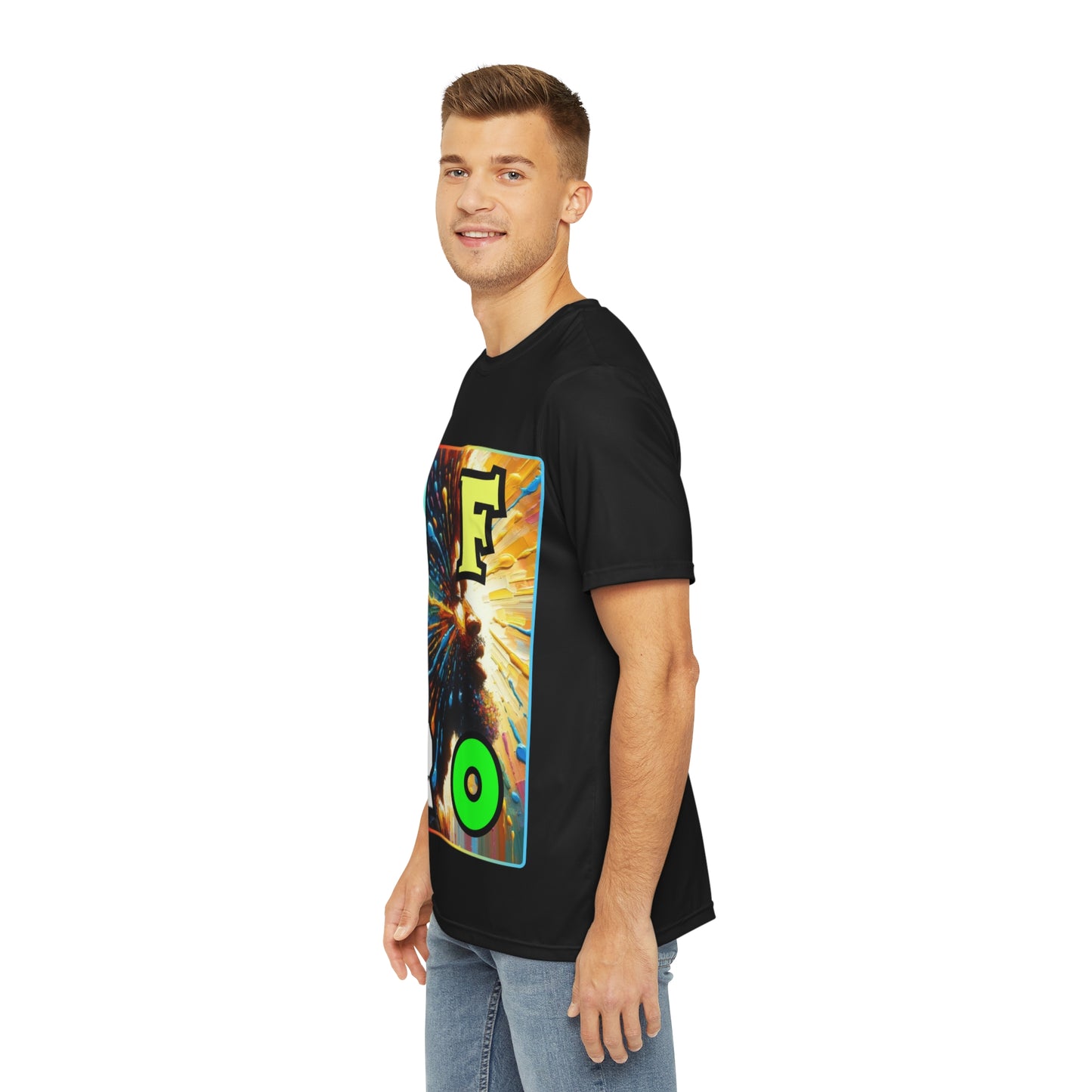 Men's Brushed Polyester Short Sleeve Tee (AOP), "AFRO"