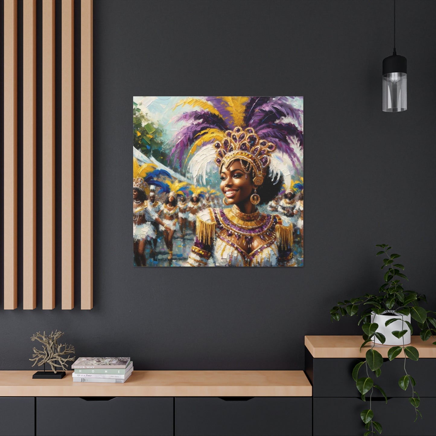 Art Print#8 of Trini Masquerader, Carnival, Oil Finish, West Indian Ethnicity, Cultural, Heritage, Art, Black Woman, Canvas Gallery Wraps