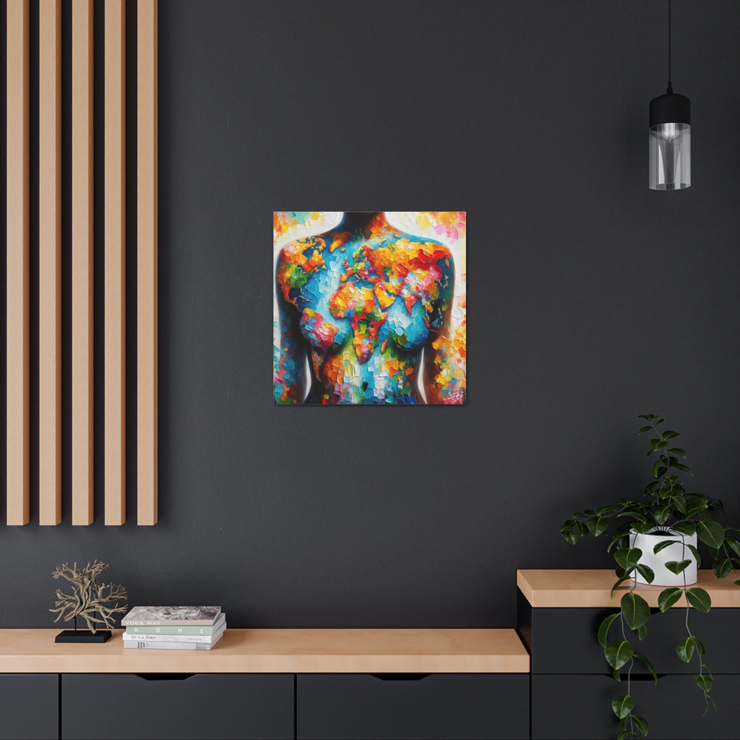 Art Print, African Woman, "World Unity," Oil Finish, One Love, West Indian Ethnicity, Cultural, Heritage, Semi-Abstract, Canvas Gallery Wrap