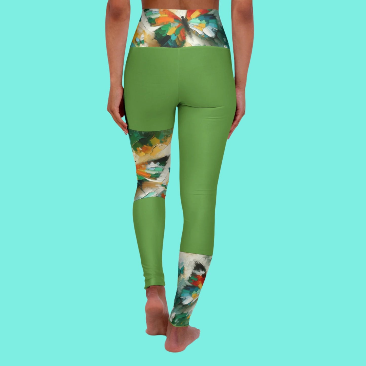 High Waisted Yoga Leggings (AOP) Abstract "Butterfly" Print