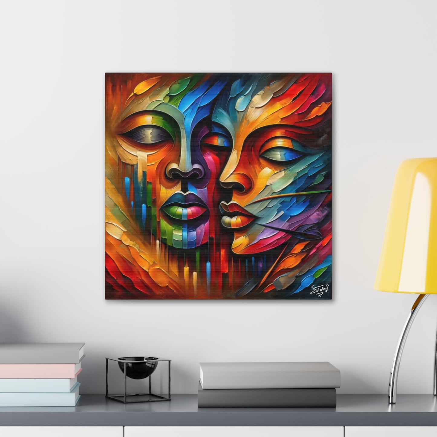 Art Print, Afro-Caribbean Masks, Oil Finish, Carnival,  West Indian Ethnicity, Cultural, Heritage, Semi-Abstract, Canvas Gallery Wrap