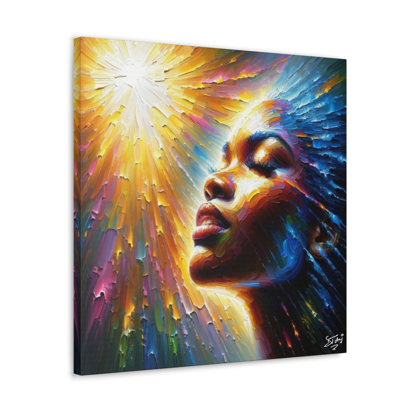 Art Print, Afro-Caribbean Woman, "Seeing the Light" Oil Finish, West Indian Ethnicity, Cultural, Heritage, Abstract, Canvas Gallery Wrap