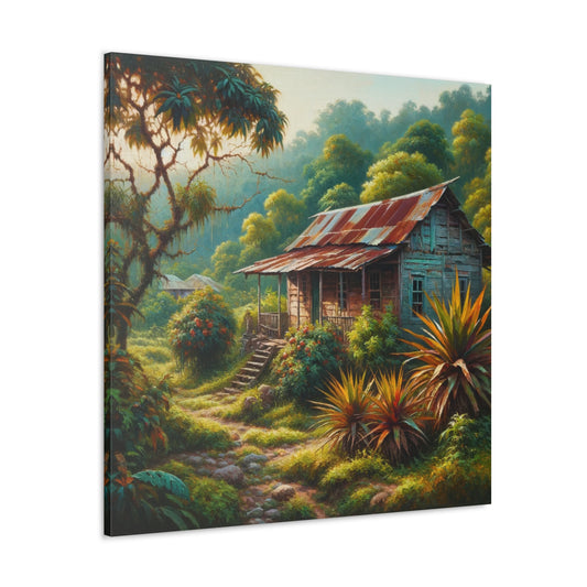 Art Print, Old Wooden House in the Trinidad and Tobago Countryside, Oil Paint Finish, Caribbean, West Indies, Canvas Gallery Wraps