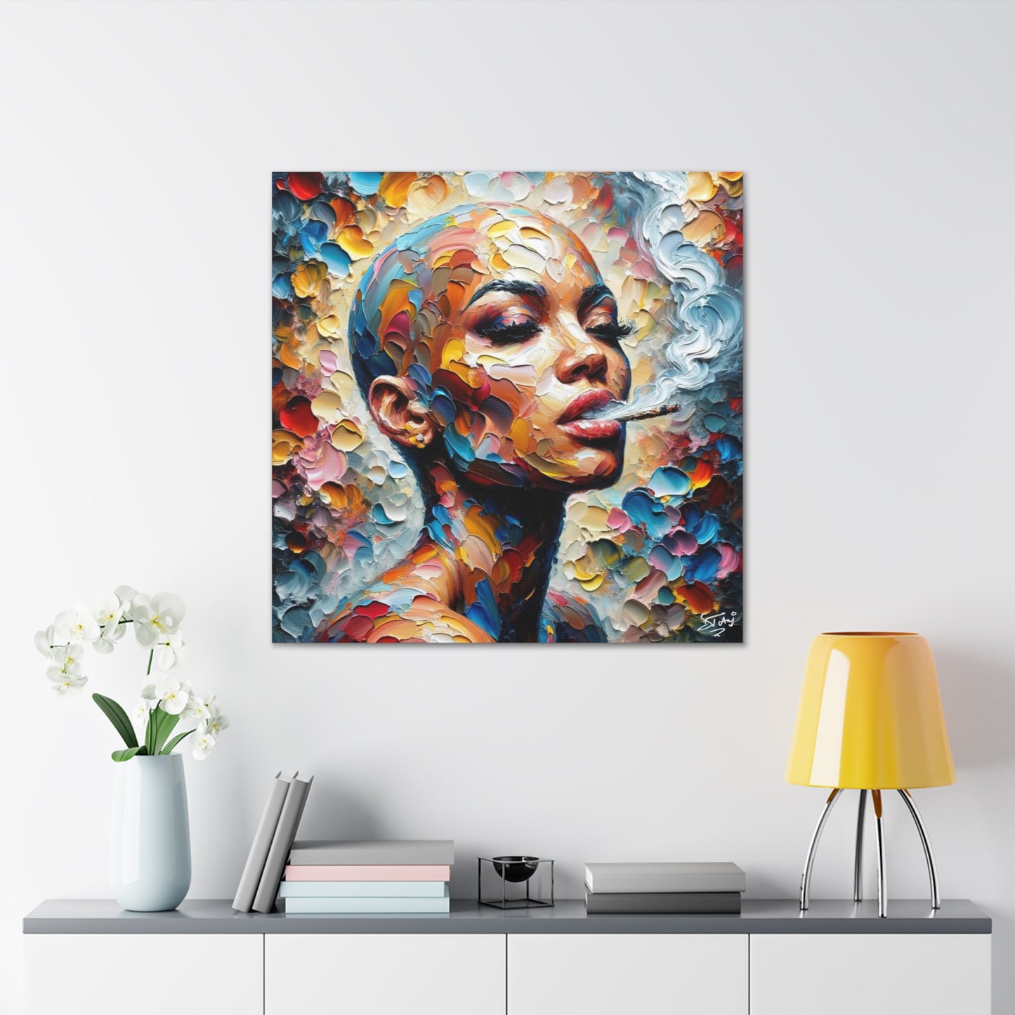 Art Print, Afro-Caribbean Woman, Oil Finish, West Indian Ethnicity, Cultural, Heritage, Semi-Abstract, Canvas Gallery Wrap