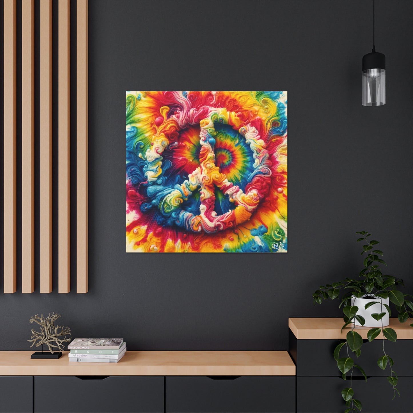 Art Print, "Peace," Oil Finish, Unity, One Love, Semi-Abstract, Canvas Gallery Wrap