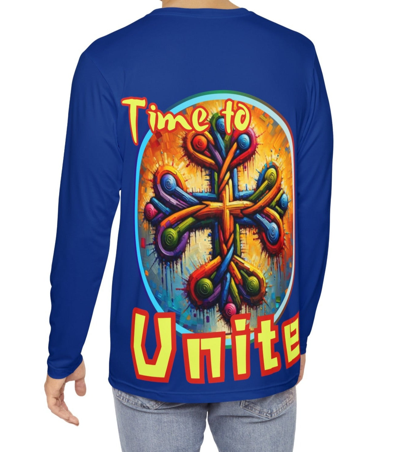 Men's Brushed Polyester Long Sleeve Shirt (AOP) "Time To Unite"