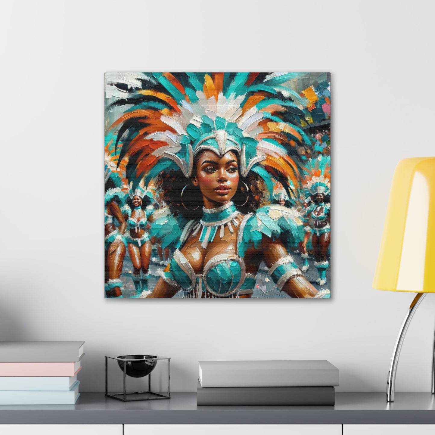 Art Print#6 of Trini Masquerader, Carnival, Oil Finish, West Indian Ethnicity, Cultural, Heritage, Art, Black Woman, Canvas Gallery Wraps