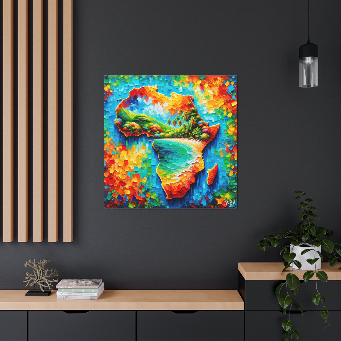 Art Print, "From Africa to the Caribbean" Oil Finish, West Indian Ethnicity, Cultural, Heritage, Abstract, Canvas Gallery Wrap