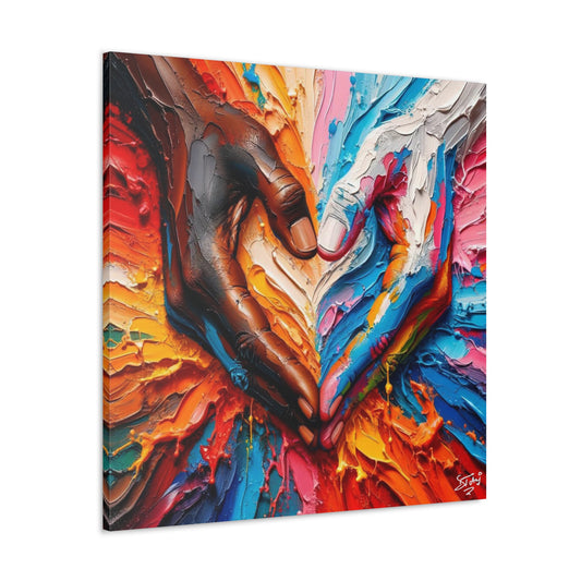 Art Print, "Love in Color," Oil Finish, West Indian Ethnicity, Cultural, Heritage, Semi-Abstract, Canvas Gallery Wrap