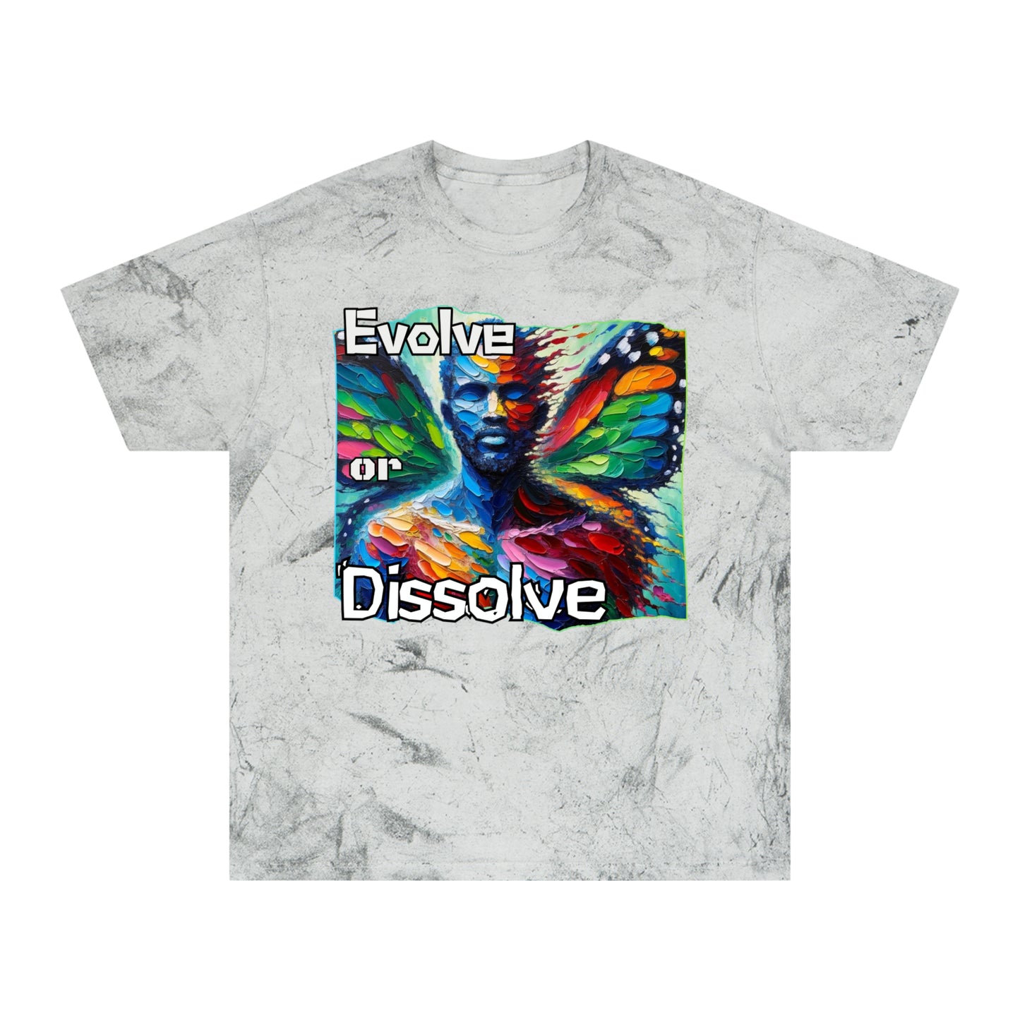 Unisex Color Blast T-Shirt "Evolve or Dissolve" Self-Awareness, Self-Love, Anti-Racism, One Love, Unity, Inclusion, Diversity, Immigrant Outsiders, Cultural Identity, Black Excellence Empowerment Inspiration, FashionWithPurpose, ConsciousClothing