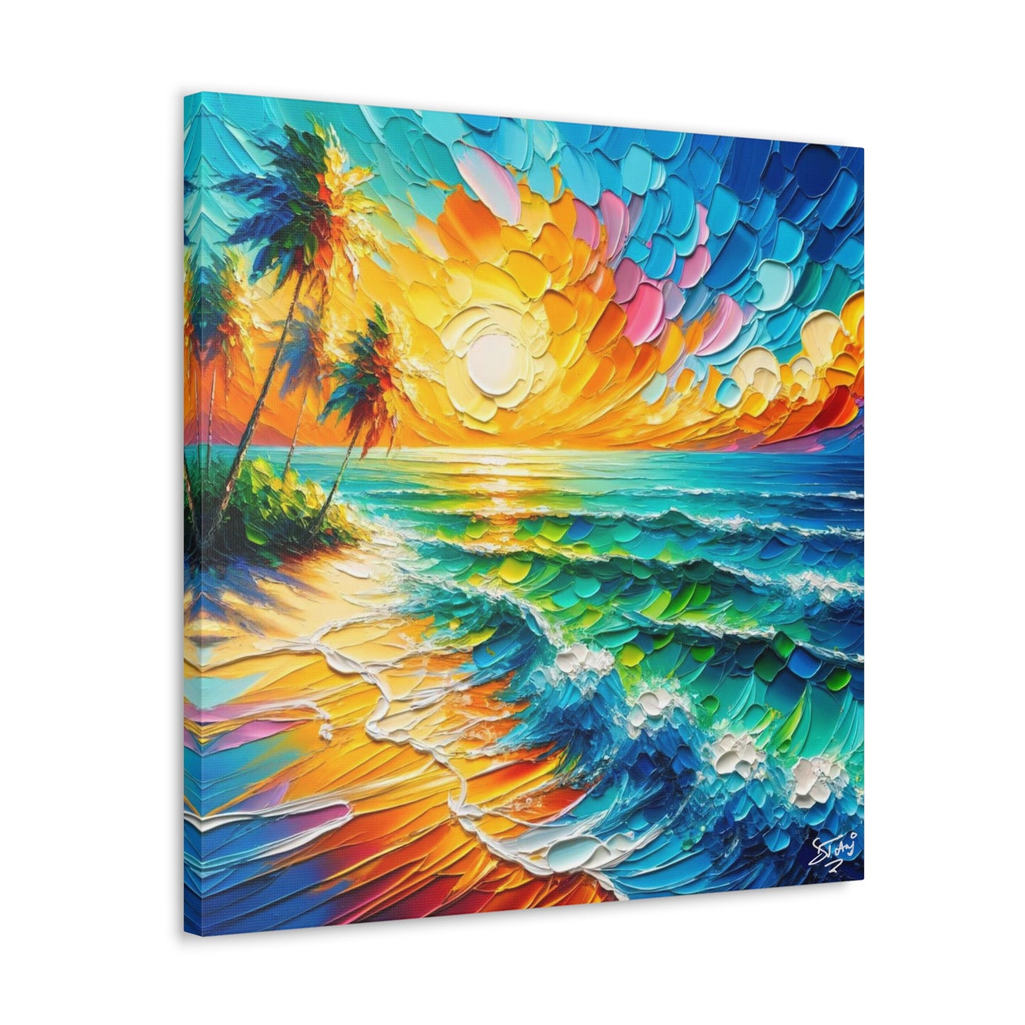 Art Print of Caribbean Beach Scene, West Indian Art, Canvas Gallery Wraps